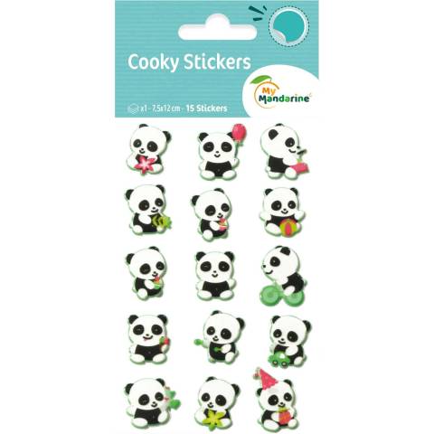 Maildor 10x Cooky, 1 Stickerbogen 7,5x12cm, Pandabär - Mehrfarbig CY016O