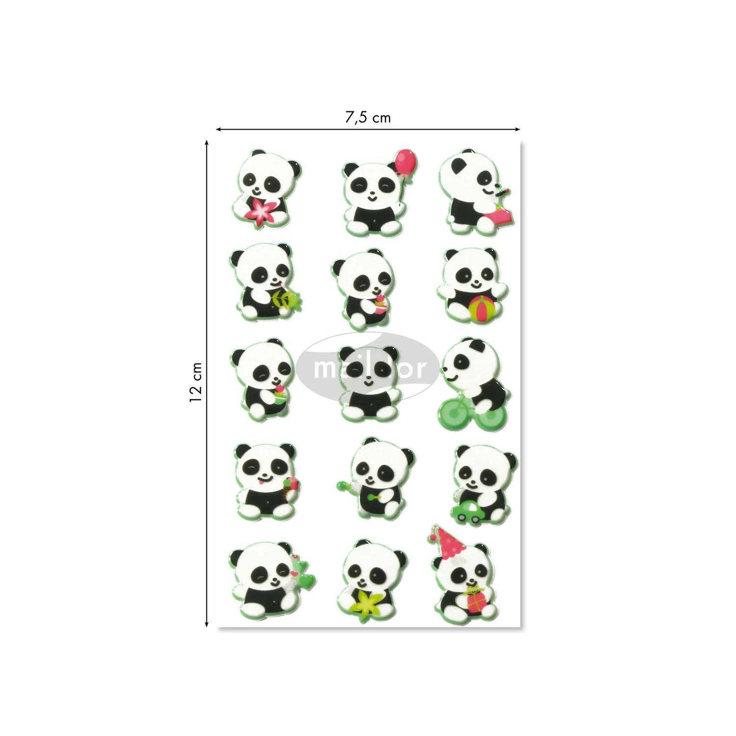 Maildor 10x Cooky, 1 Stickerbogen 7,5x12cm, Pandabär - Mehrfarbig CY016O