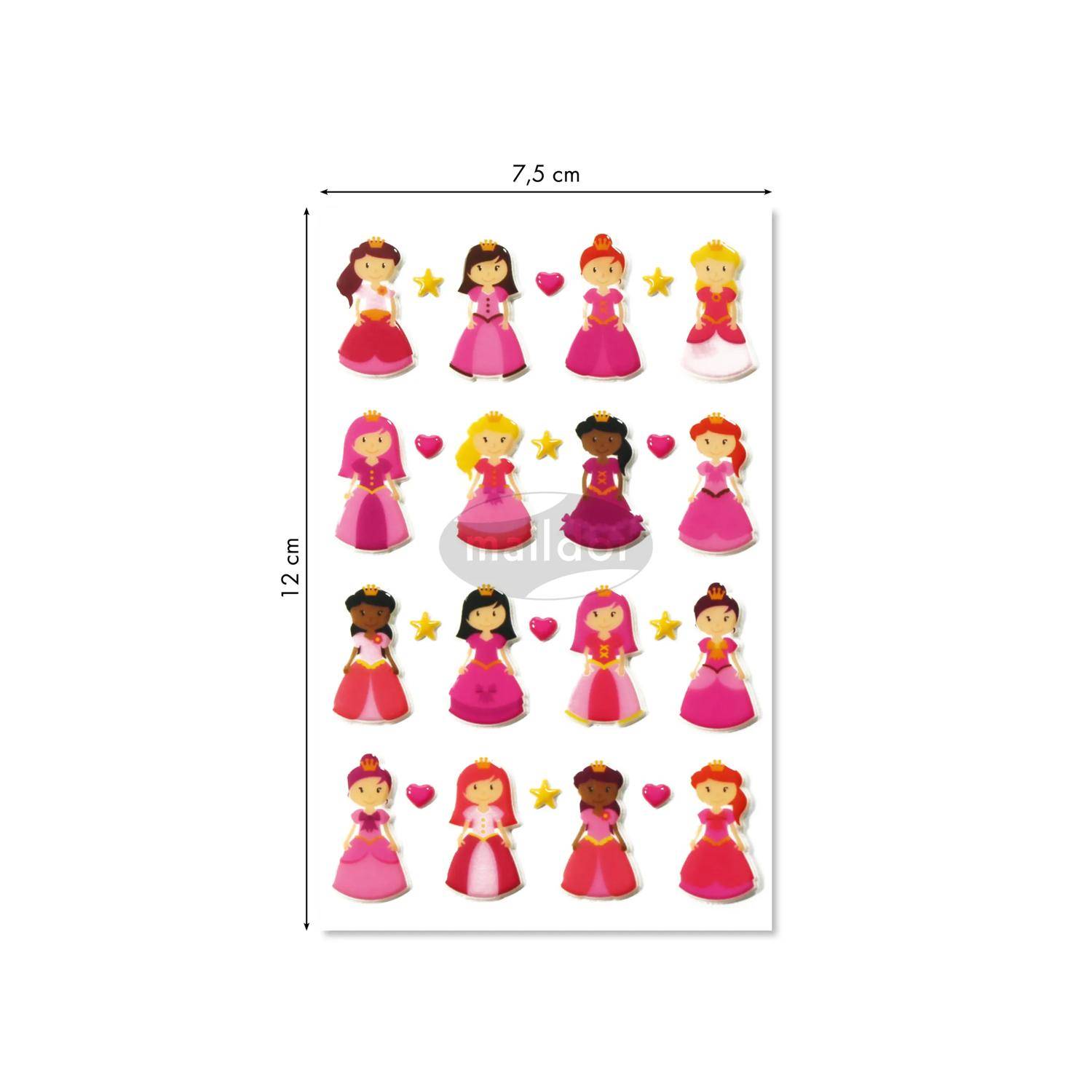 Maildor 10x Cooky, 1 Stickerbogen 7,5x12cm, Prinzessinnen 2 - Mehrfarbig CY002O