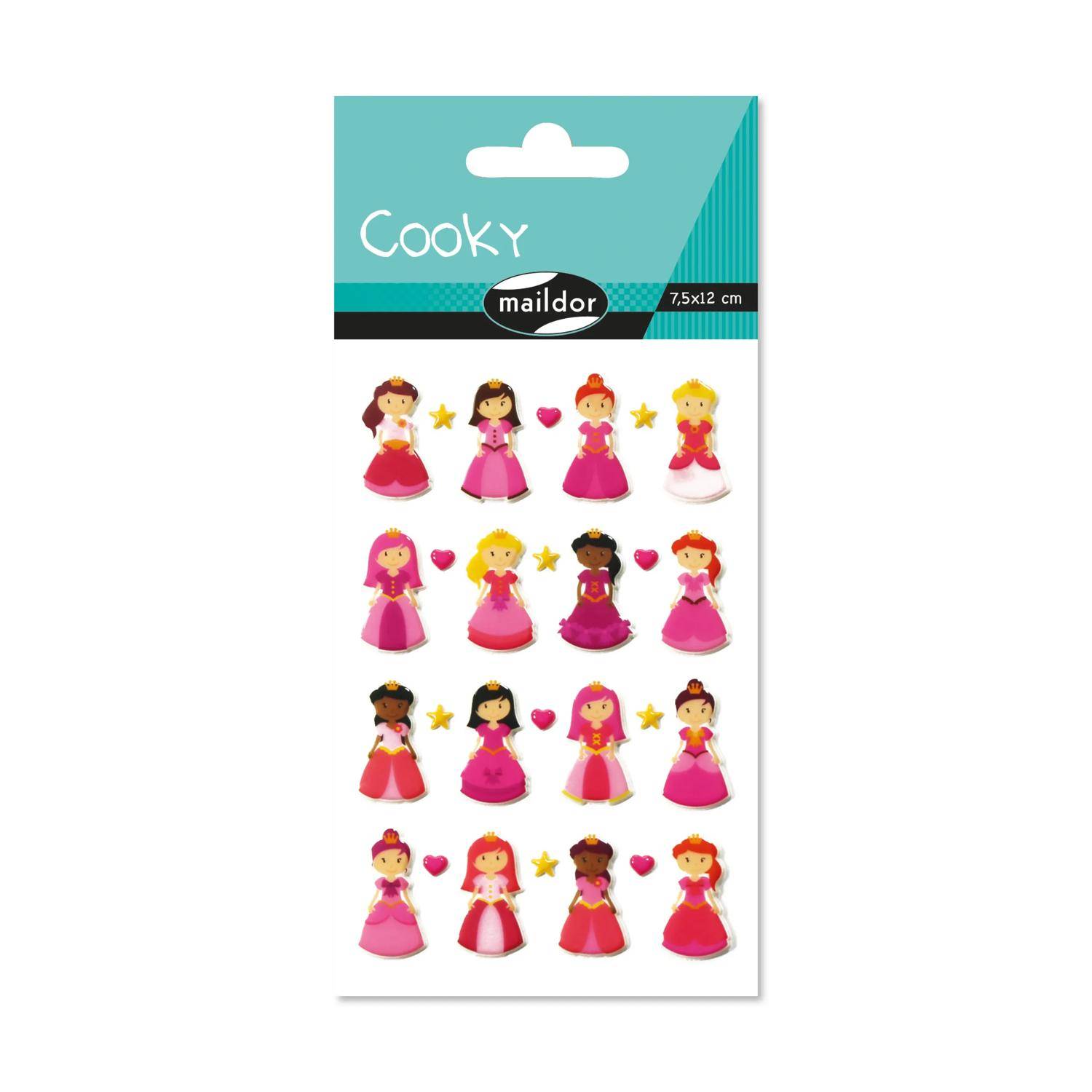Maildor 10x Cooky, 1 Stickerbogen 7,5x12cm, Prinzessinnen 2 - Mehrfarbig CY002O