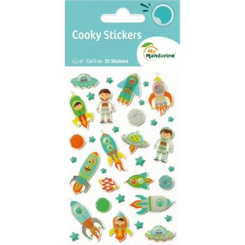 Maildor 10x Cooky, 1 Stickerbogen 7,5x12cm, Weltraumraketen - Mehrfarbig CY005O