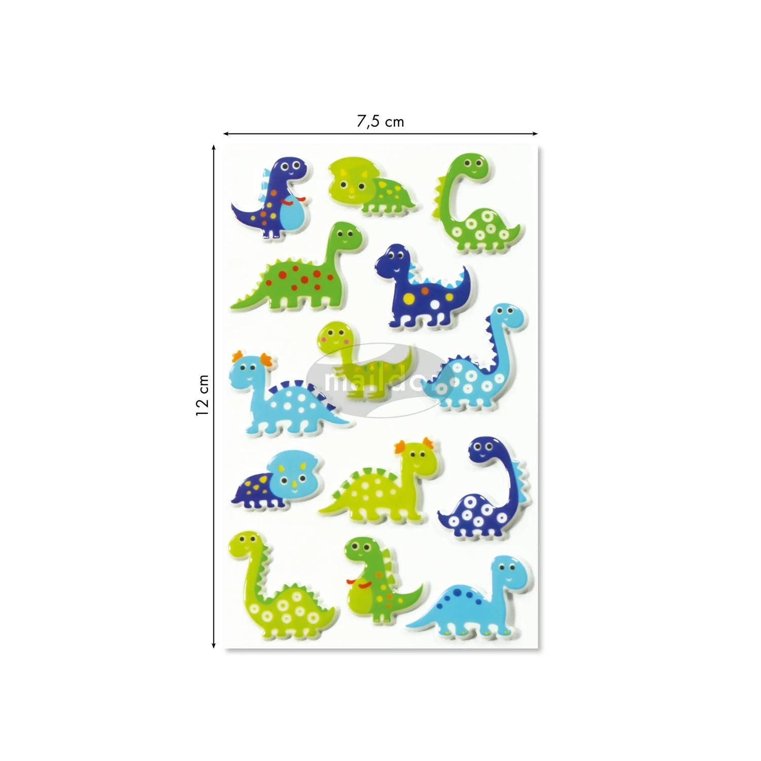 Maildor 10x Cooky, 1 Stickerbogen 7,5x12cm, Dinosaurier - Mehrfarbig CY006O