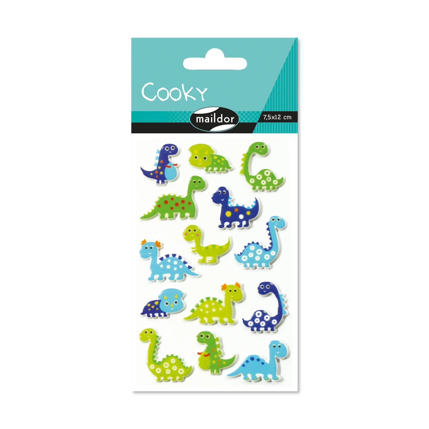 Maildor 10x Cooky, 1 Stickerbogen 7,5x12cm, Dinosaurier - Mehrfarbig CY006O
