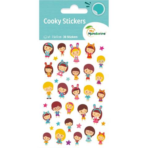 Maildor 10x Cooky, 1 Stickerbogen 7,5x12cm, Kawaï Puppen - Mehrfarbig CY030O