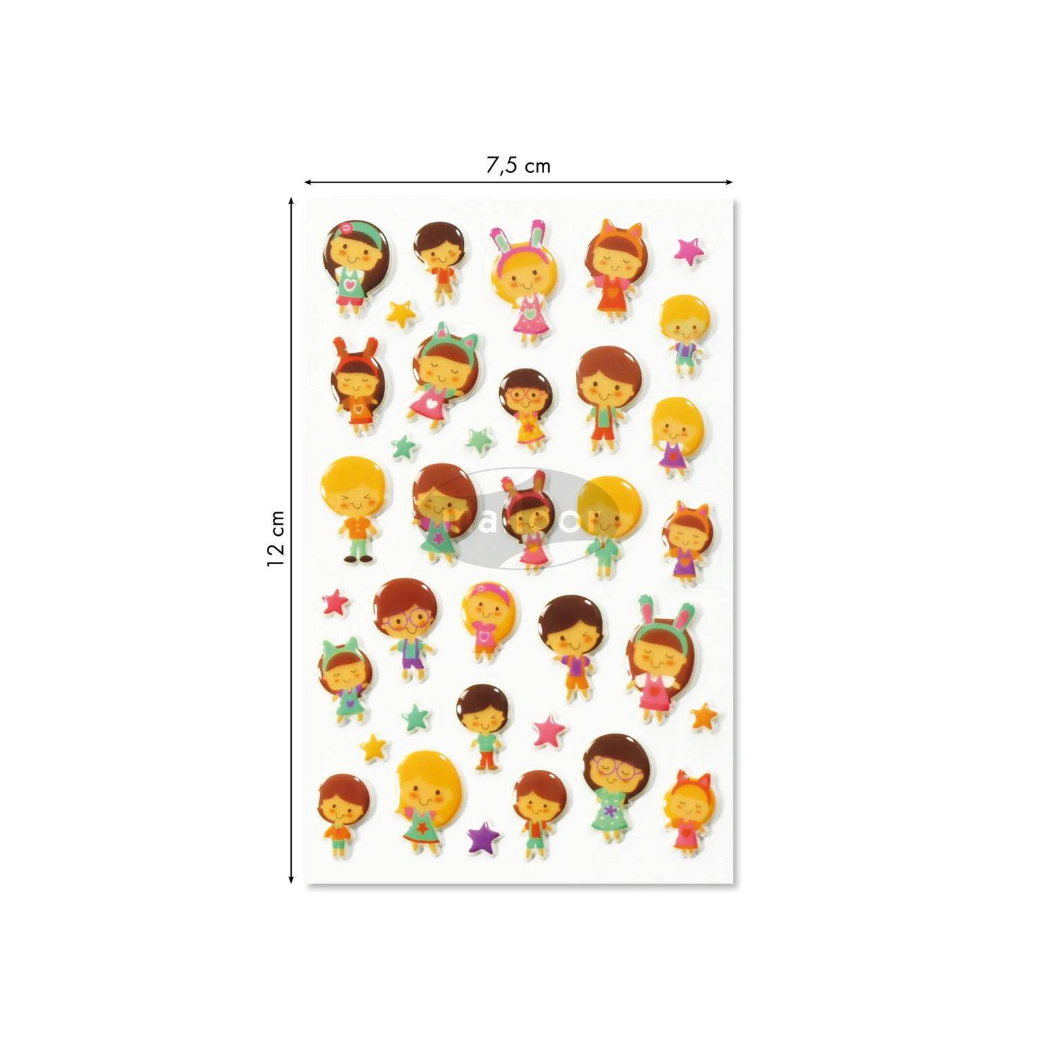 Maildor 10x Cooky, 1 Stickerbogen 7,5x12cm, Kawaï Puppen - Mehrfarbig CY030O