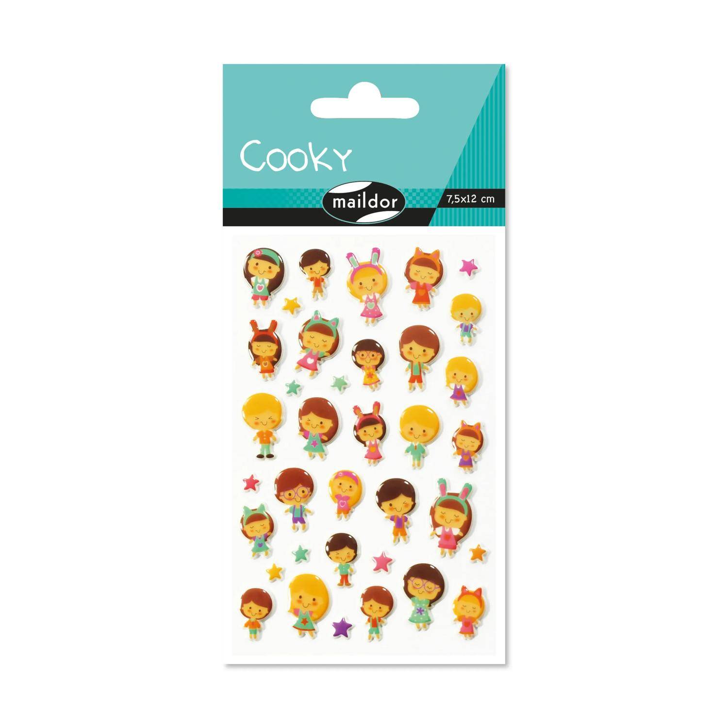 Maildor 10x Cooky, 1 Stickerbogen 7,5x12cm, Kawaï Puppen - Mehrfarbig CY030O