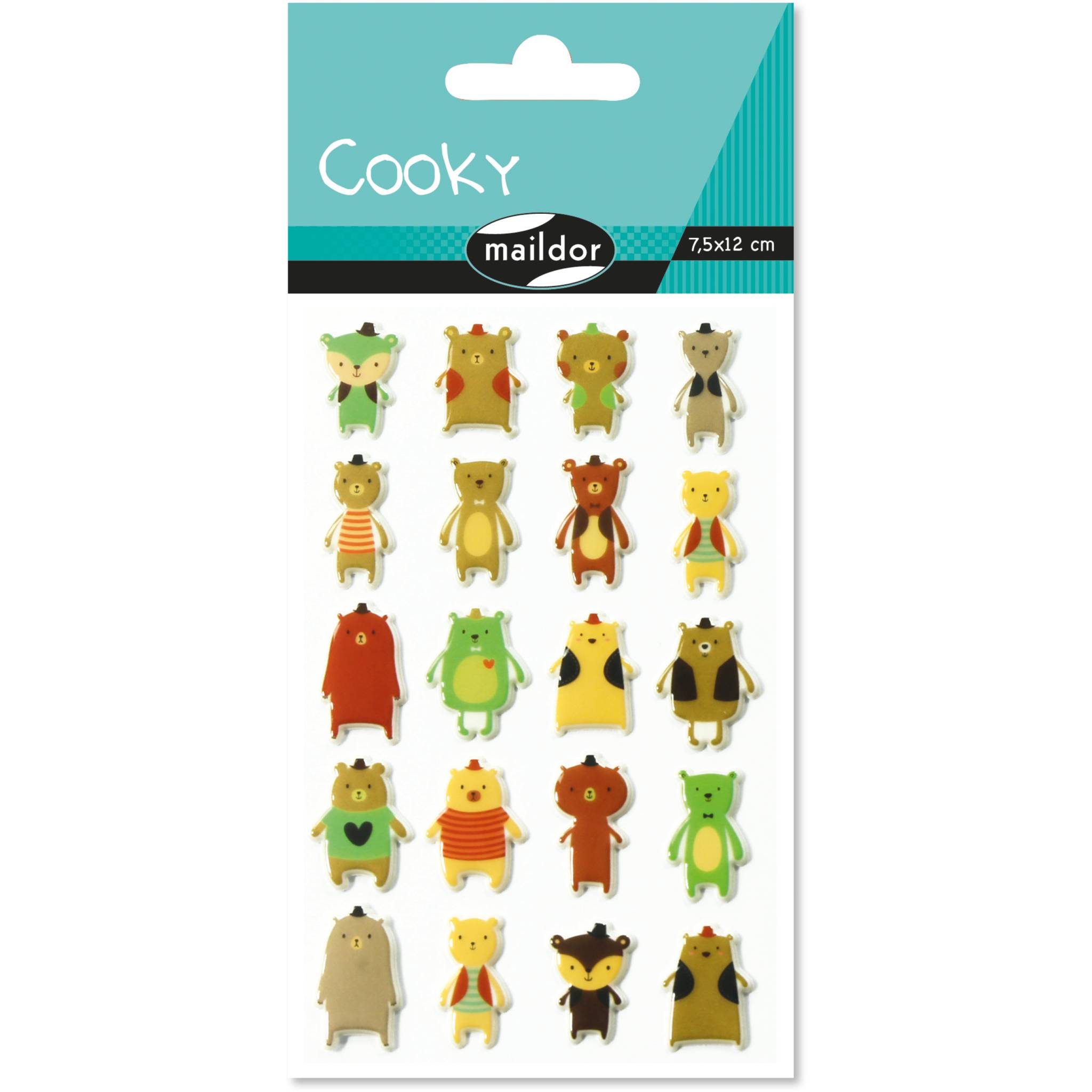 Maildor 10x Cooky, 1 Stickerbogen 7,5x12cm, Bär - Mehrfarbig CY036O