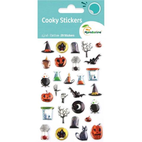 Maildor 10x Cooky, 1 Stickerbogen 7,5x12cm, Halloween - Mehrfarbig CY038O