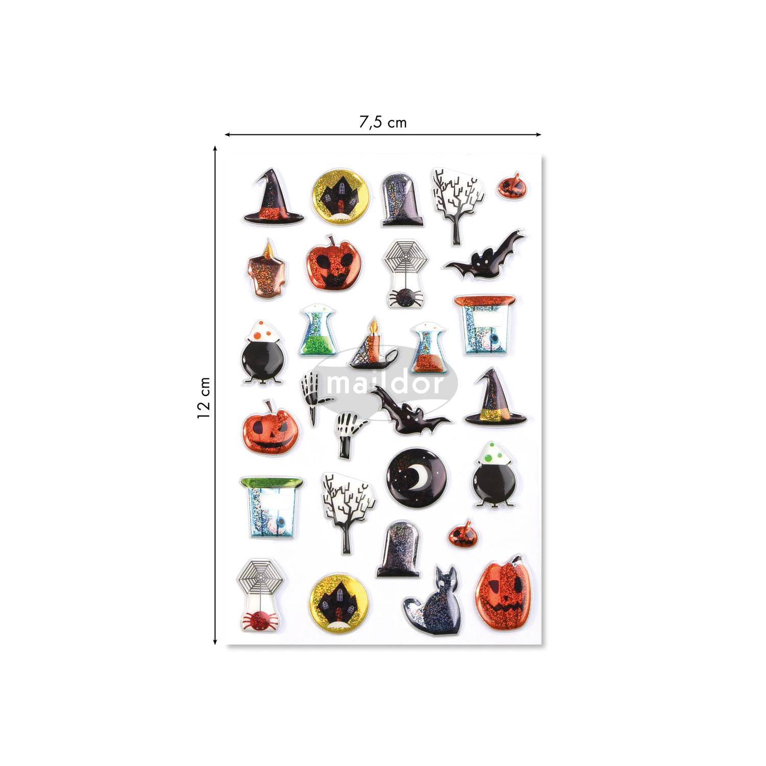 Maildor 10x Cooky, 1 Stickerbogen 7,5x12cm, Halloween - Mehrfarbig CY038O