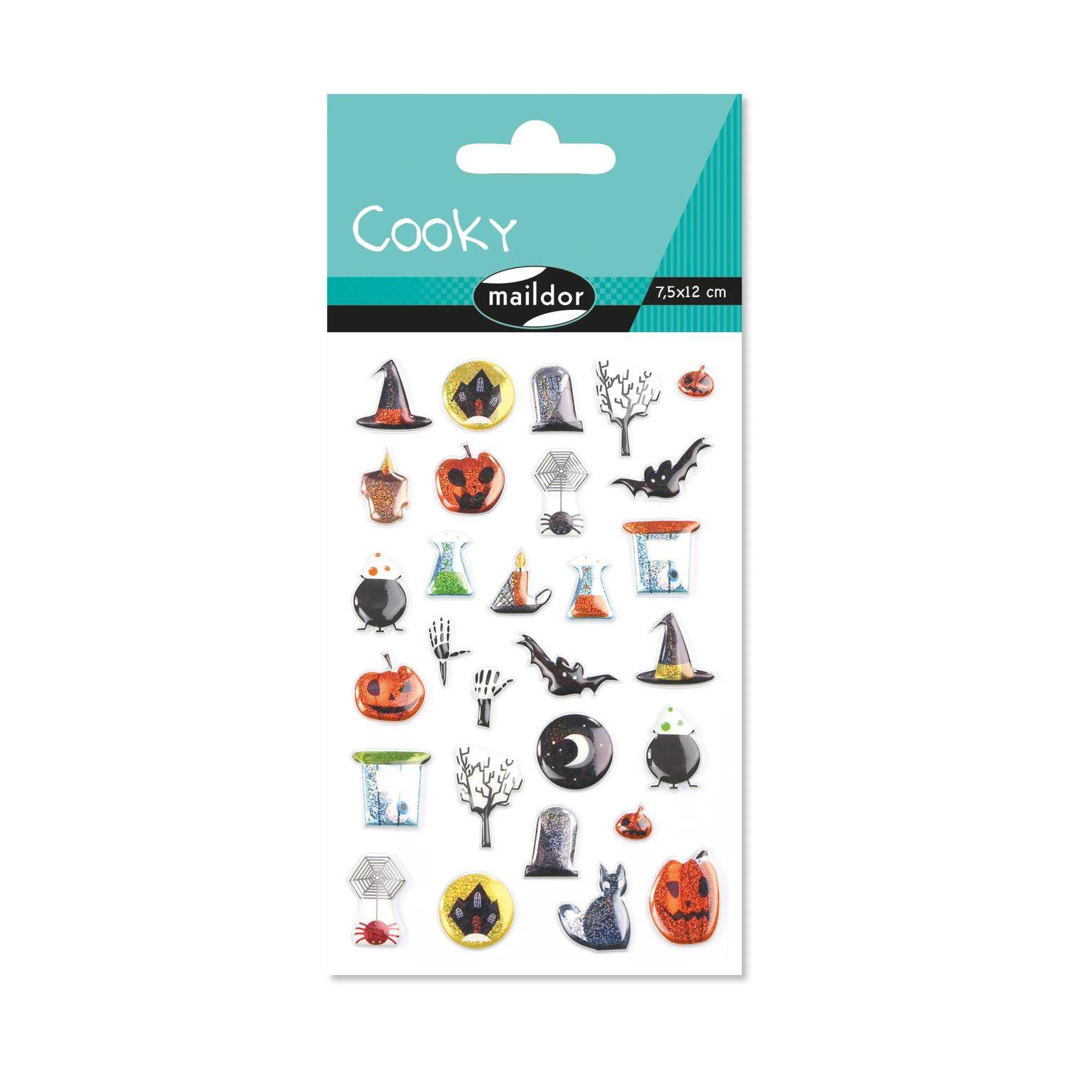 Maildor 10x Cooky, 1 Stickerbogen 7,5x12cm, Halloween - Mehrfarbig CY038O
