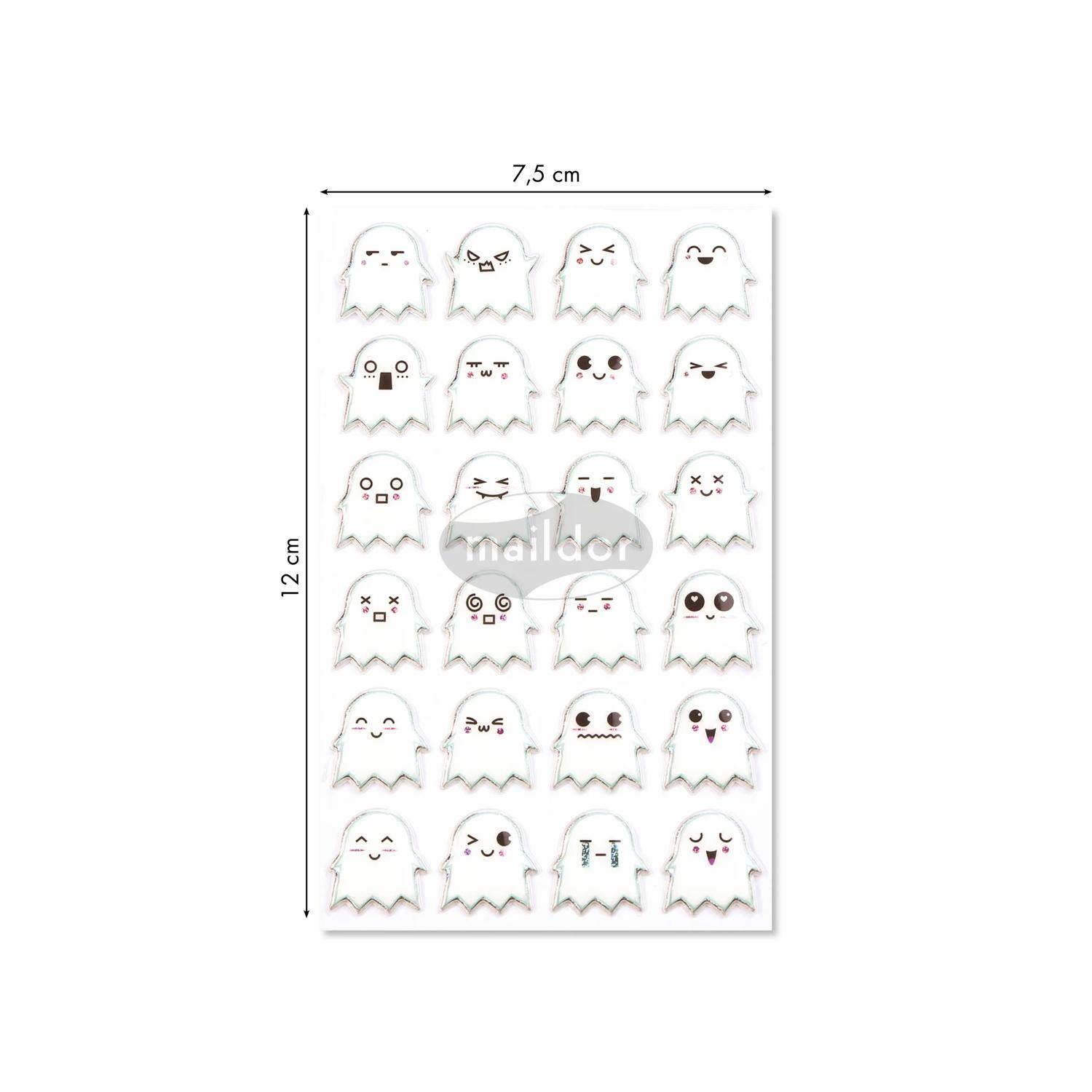 Maildor 10x Cooky, 1 Stickerbogen 7,5x12cm, Gespenster - Mehrfarbig CY039O