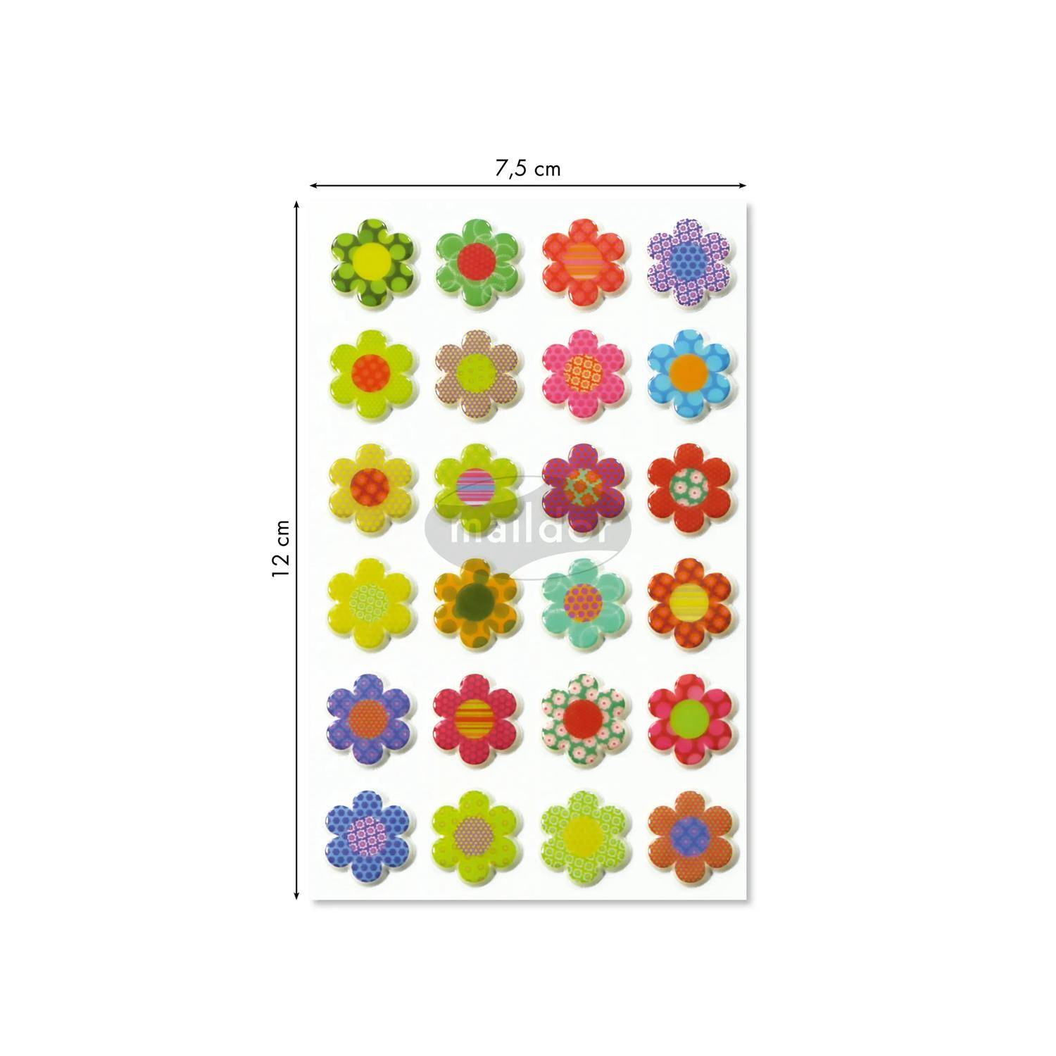 Maildor 10x Cooky, 1 Stickerbogen 7,5x12cm, Blumen - Mehrfarbig CY021O