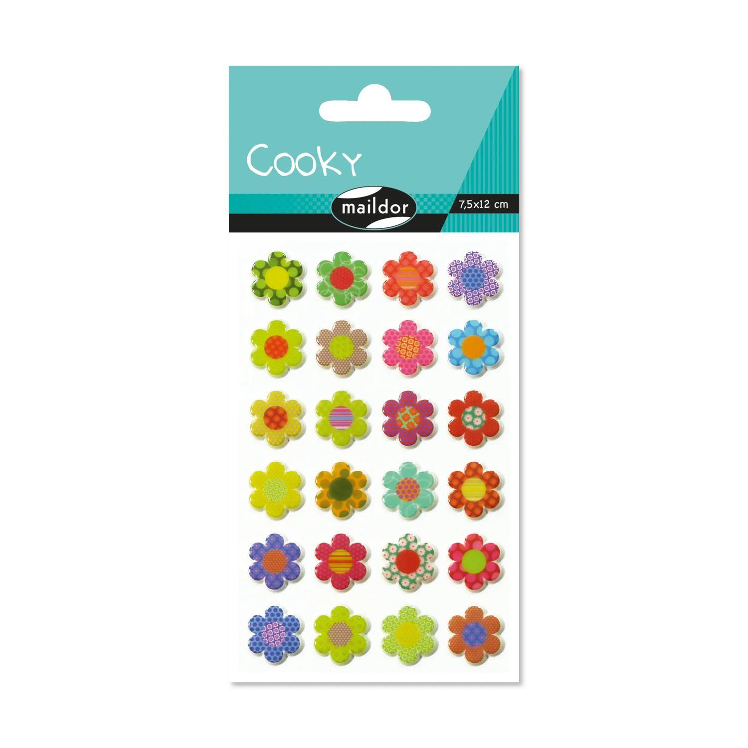 Maildor 10x Cooky, 1 Stickerbogen 7,5x12cm, Blumen - Mehrfarbig CY021O