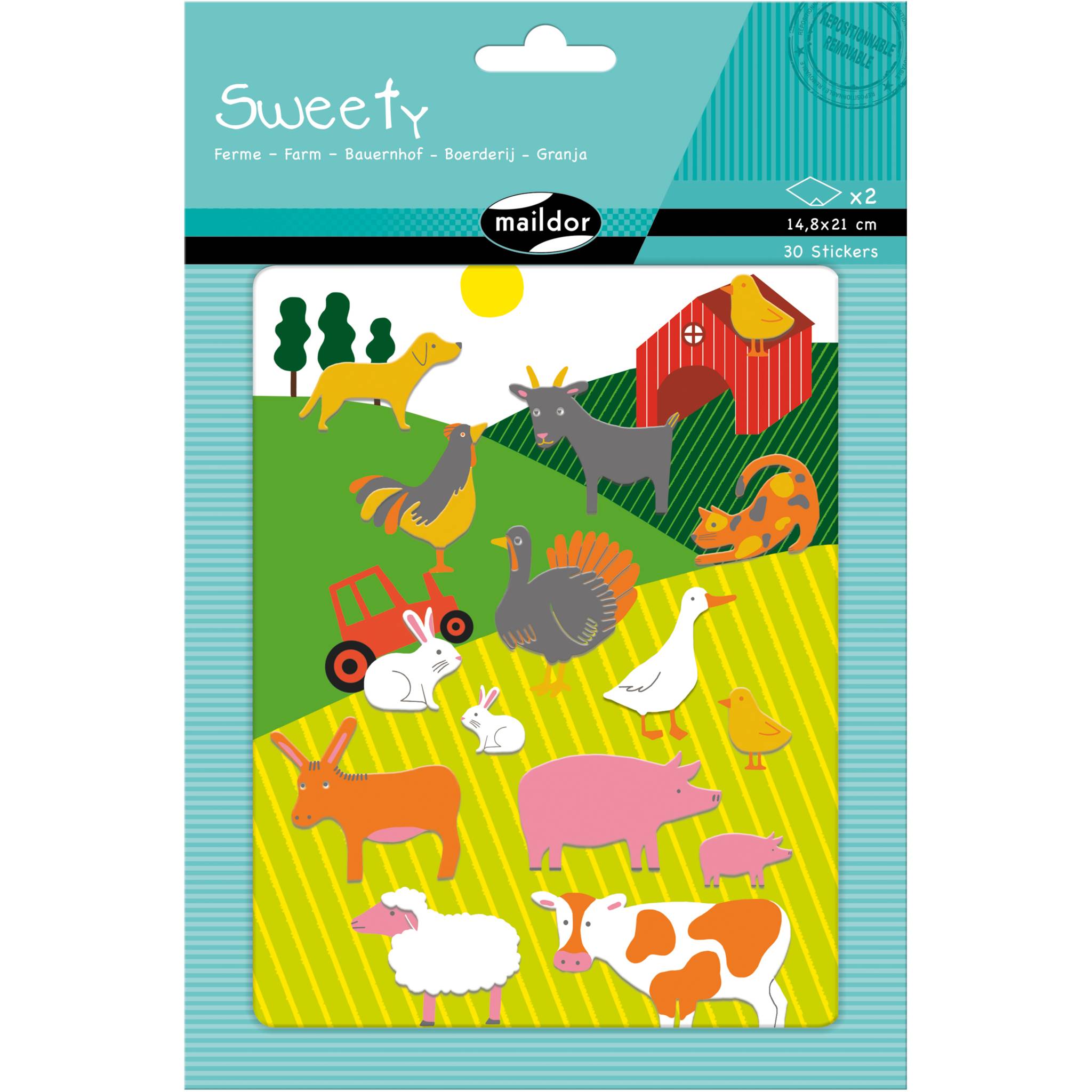 Maildor 10x Sweety, 2 Stickerbogen 14,8x21cm, Bauernhof - Mehrfarbig AE128O