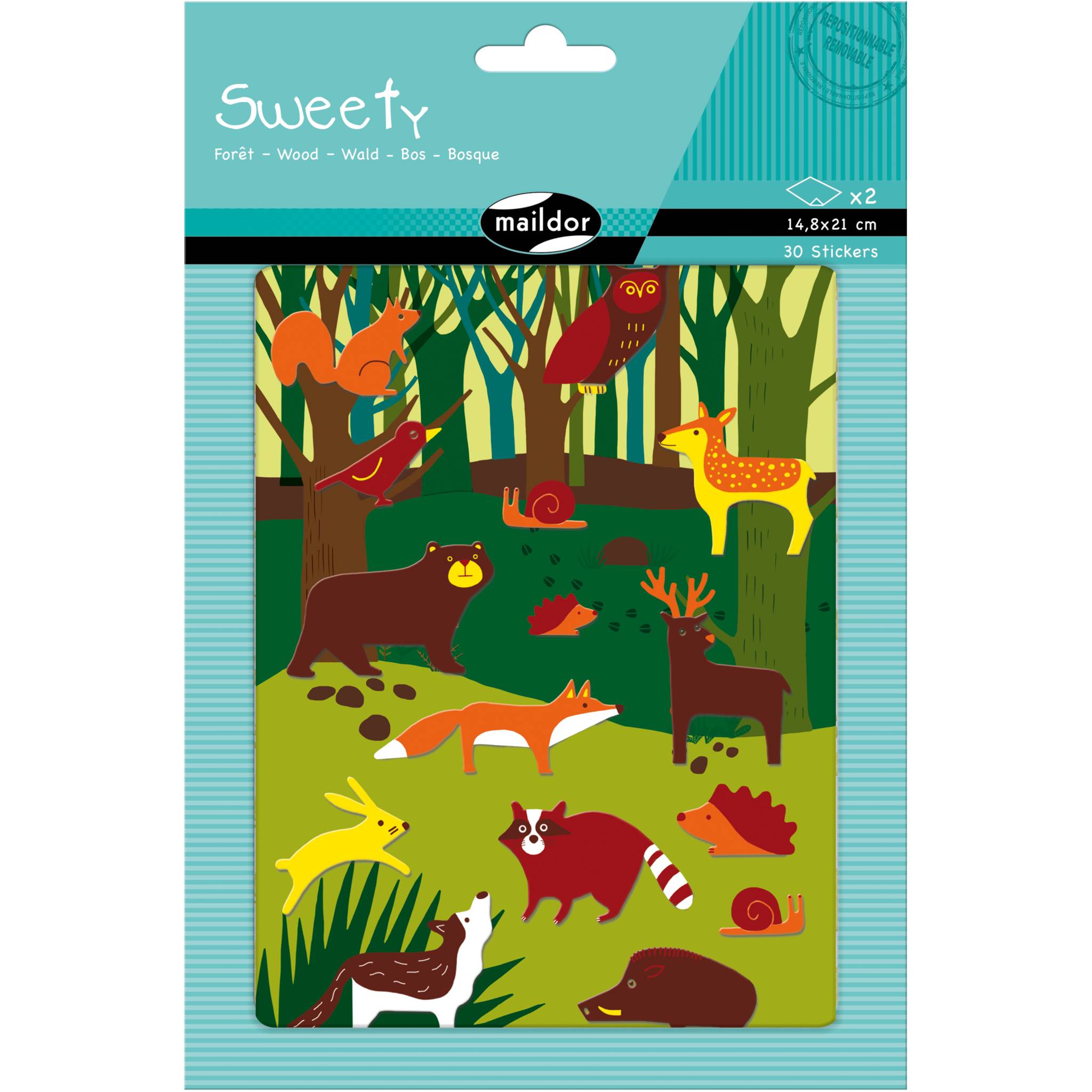 Maildor 10x Sweety, 2 Stickerbogen 14,8x21cm, Wald - Mehrfarbig AE129O