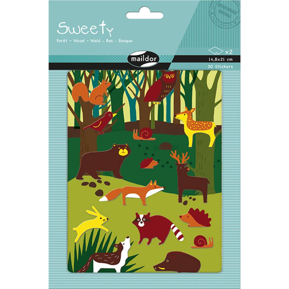 Maildor 10x Sweety, 2 Stickerbogen 14,8x21cm, Wald - Mehrfarbig AE129O