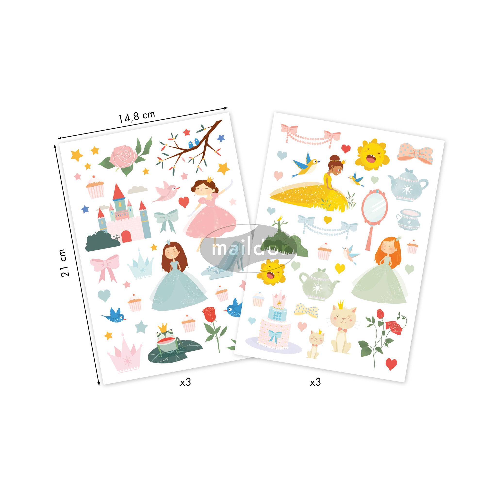 Maildor 10x Dreamy, 6 Stickerbogen 14,8x21cm, Prinzessinnen - Mehrfarbig AE134O