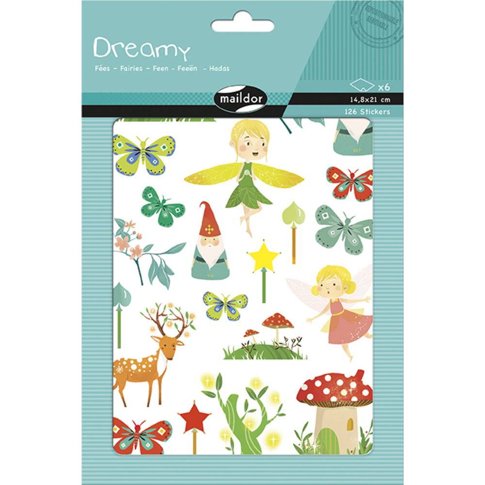 Maildor 10x Dreamy, 6 Stickerbogen 14,8x21cm, Feen - Mehrfarbig AE137O