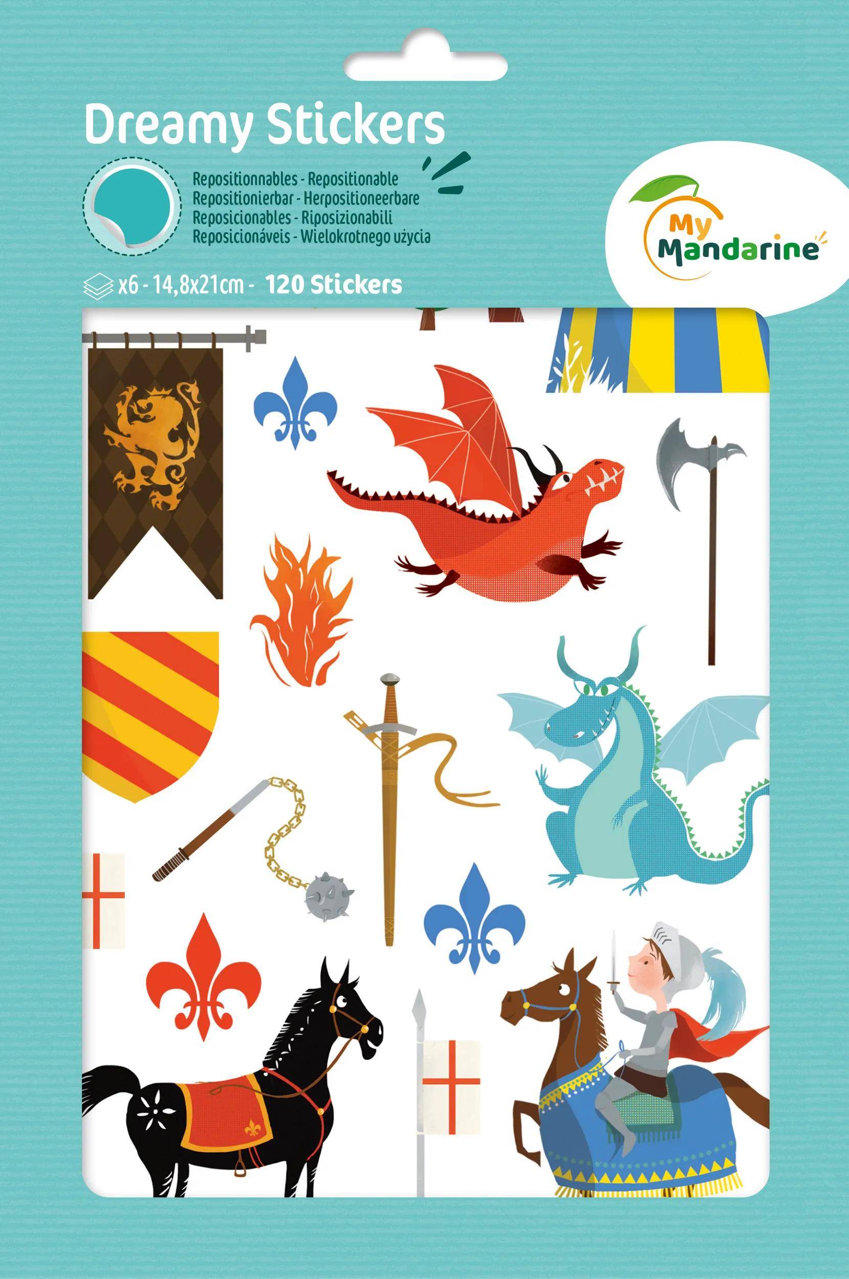 Maildor 10x Dreamy, 6 Stickerbogen 14,8x21cm, Ritter - Mehrfarbig AE135O
