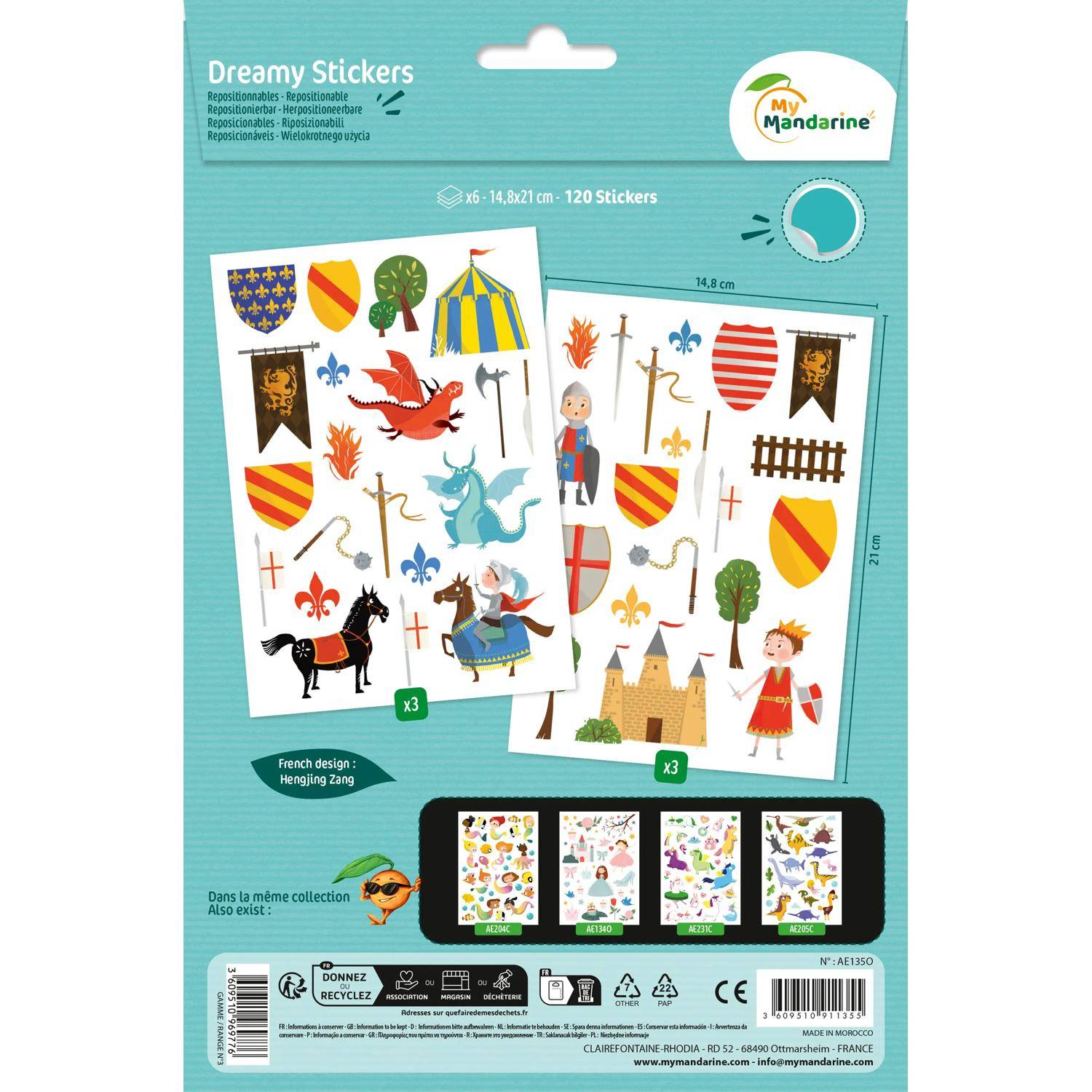 Maildor 10x Dreamy, 6 Stickerbogen 14,8x21cm, Ritter - Mehrfarbig AE135O