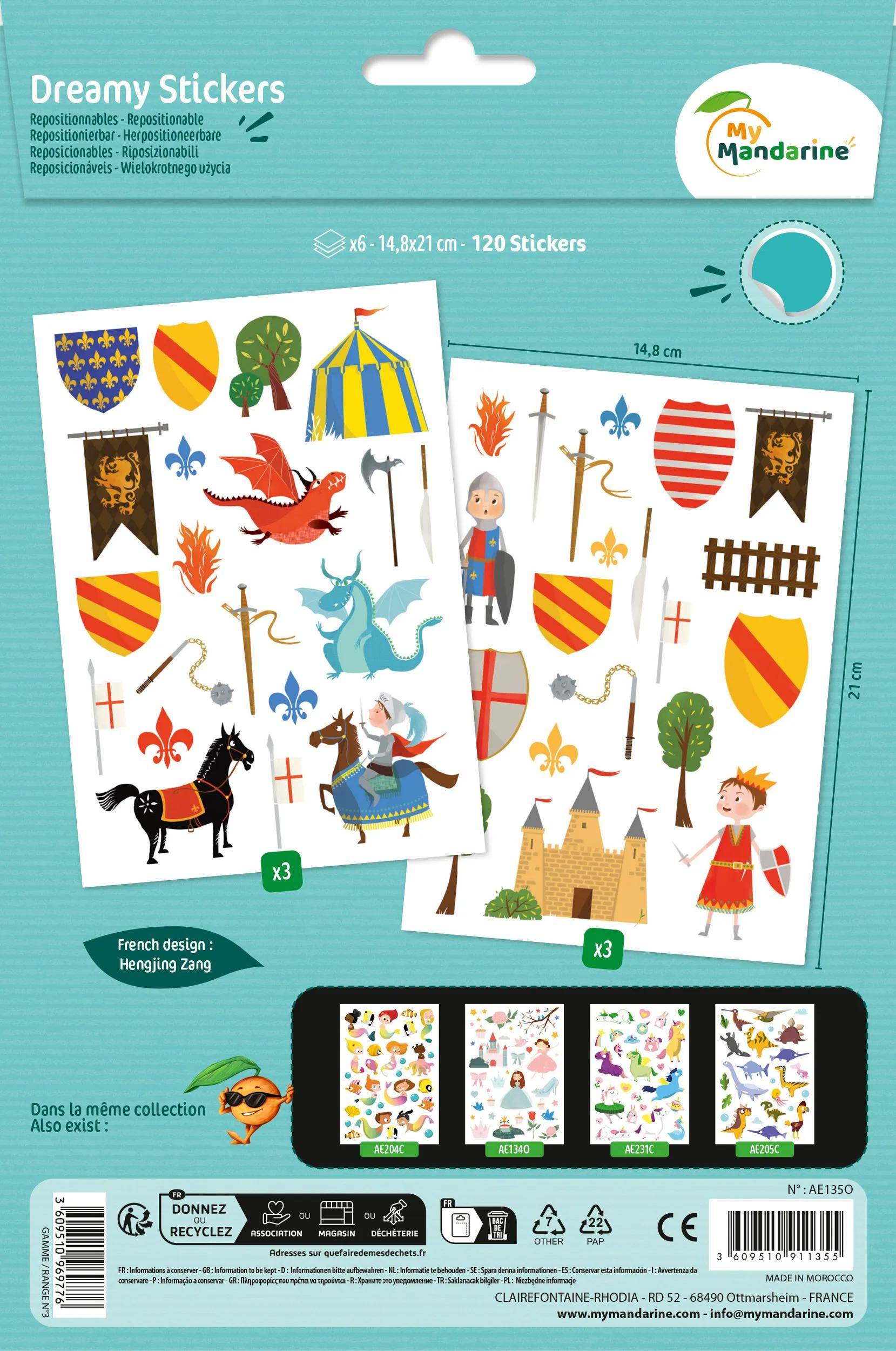 Maildor 10x Dreamy, 6 Stickerbogen 14,8x21cm, Ritter - Mehrfarbig AE135O
