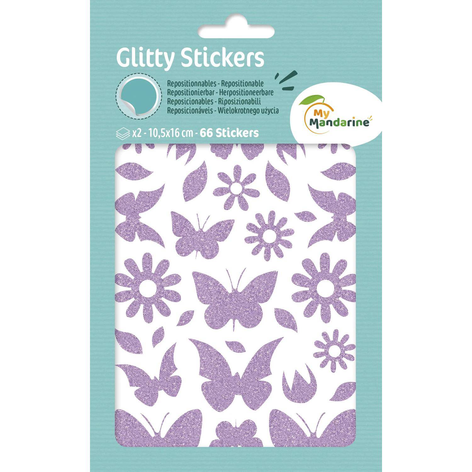 Maildor 10x Sticker Glitty A6 2 Bogen 10,5x16 cm violett - AE101O