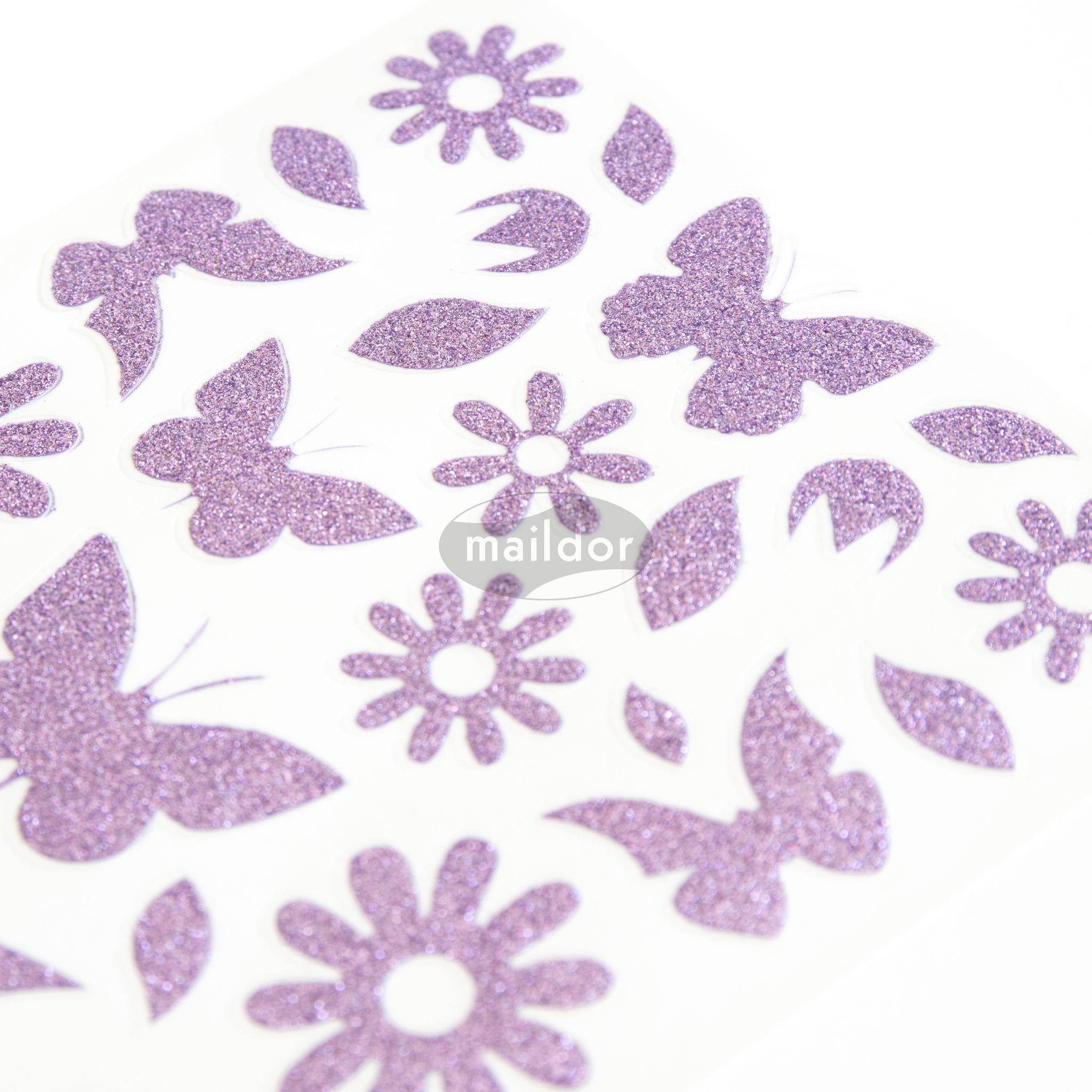Maildor 10x Sticker Glitty A6 2 Bogen 10,5x16 cm violett - AE101O