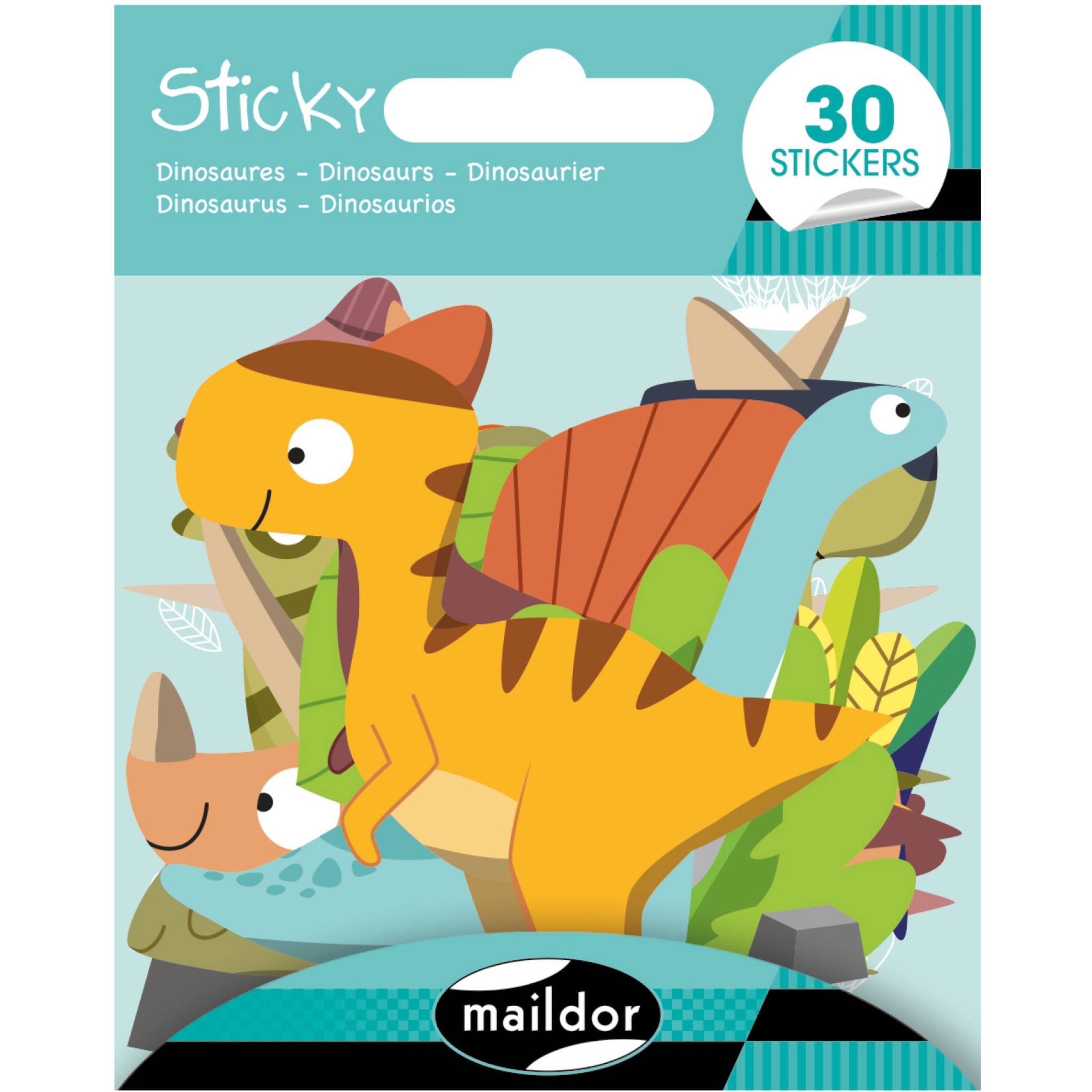 Maildor 10x Sticky, Dinosaurier, 30 Sticker - Mehrfarbig AE180C