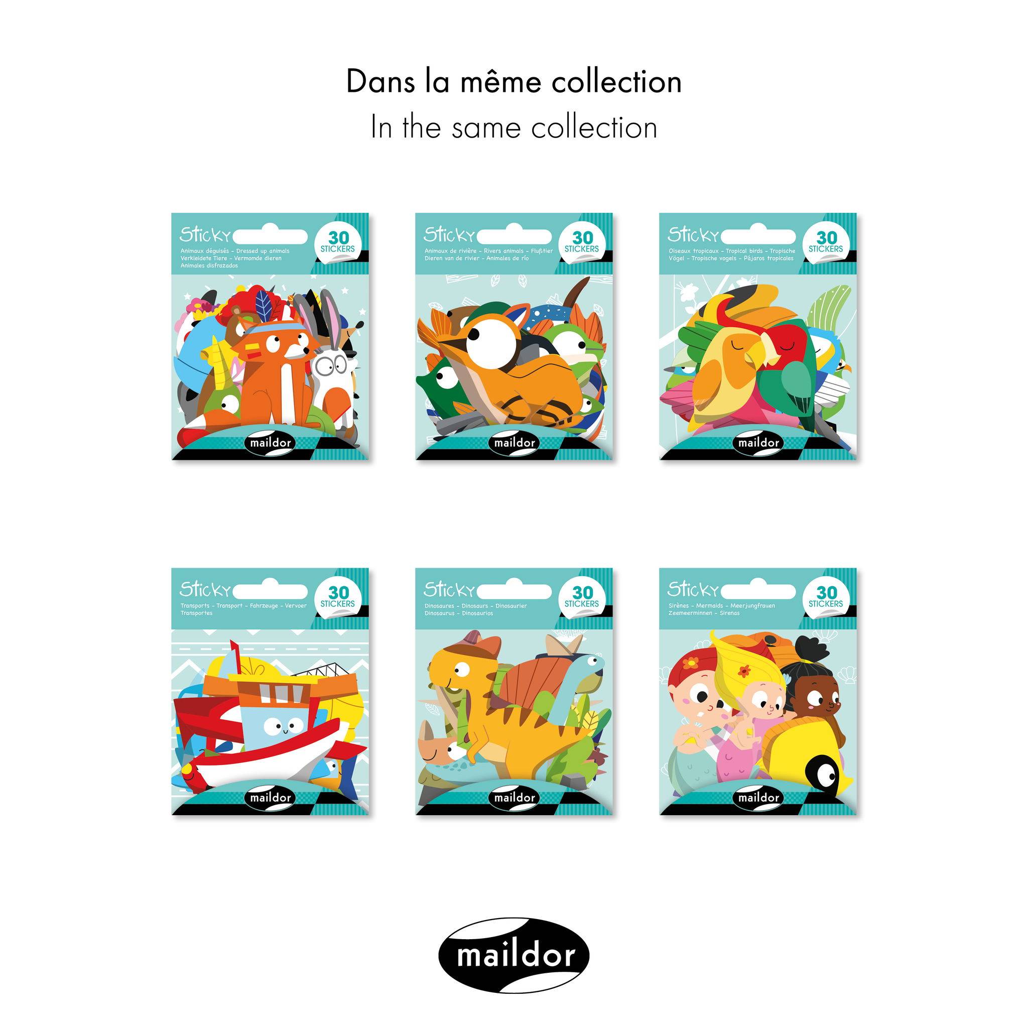 Maildor 10x Sticky, Dinosaurier, 30 Sticker - Mehrfarbig AE180C