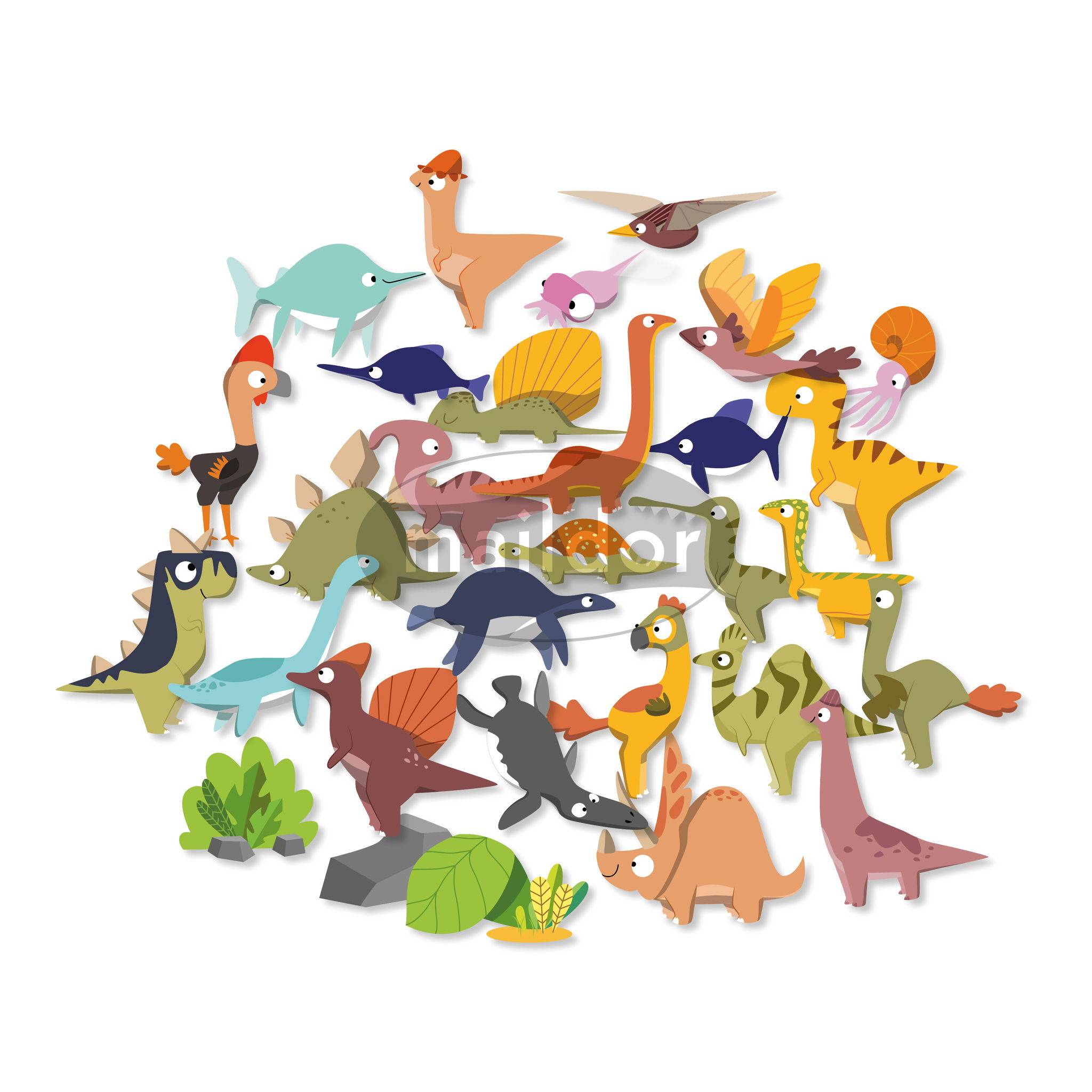 Maildor 10x Sticky, Dinosaurier, 30 Sticker - Mehrfarbig AE180C