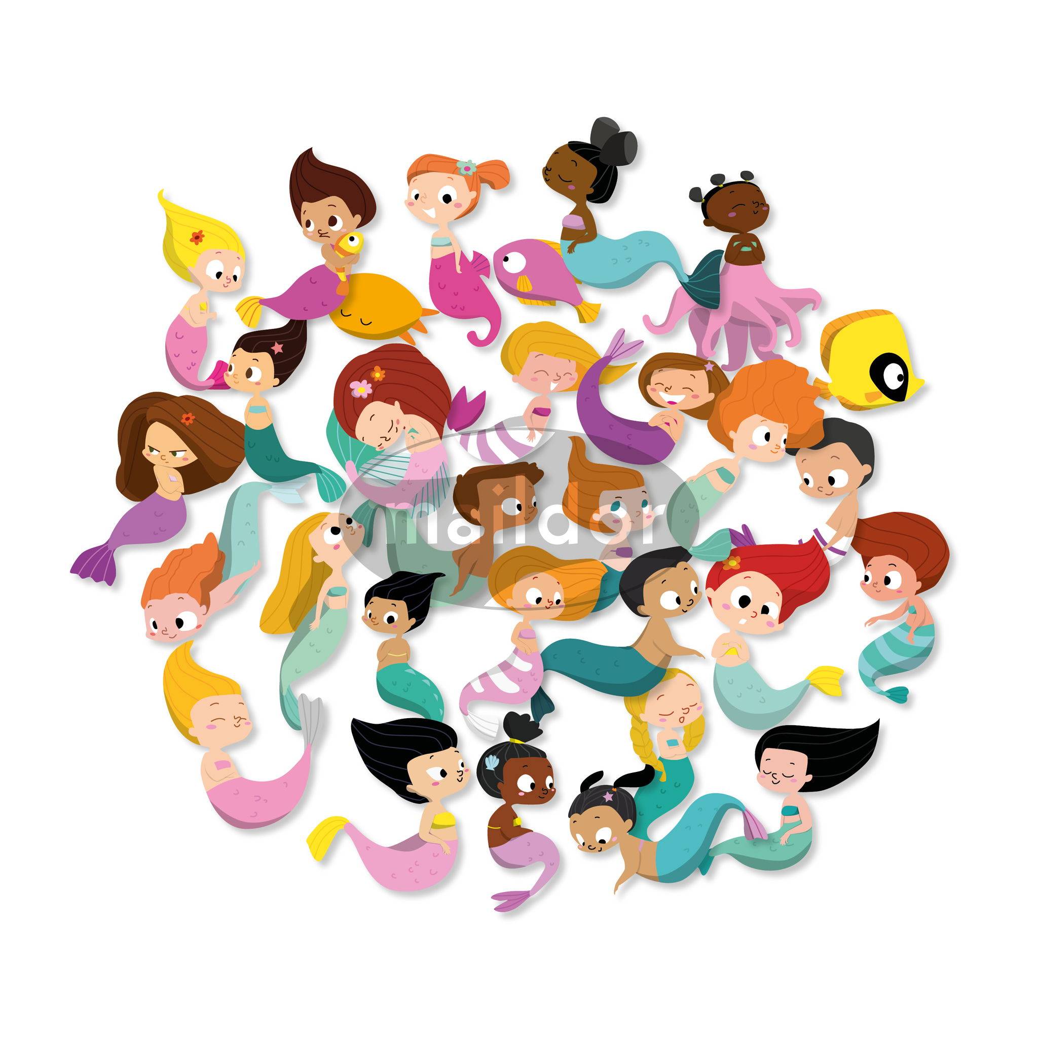 Maildor 10x Sticky, Meerjungfrauen, 30 Sticker - Mehrfarbig AE181C