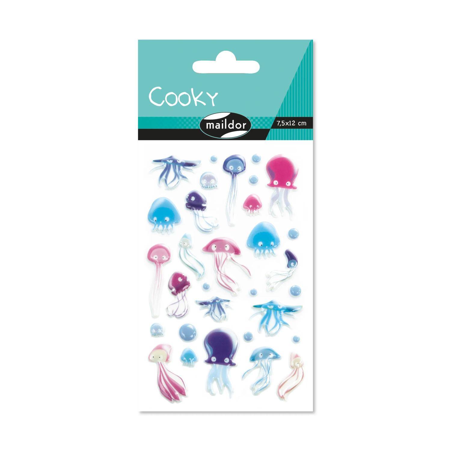 Maildor 10x Cooky, 1 Stickerbogen 7,5x12cm, Quallen - Mehrfarbig CY099C