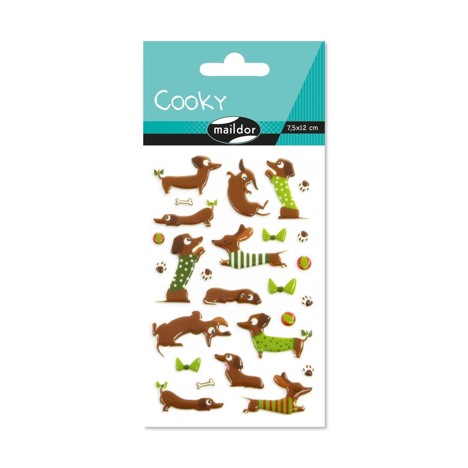 Maildor 10x Cooky, 1 Stickerbogen 7,5x12cm, Dackel - Mehrfarbig CY097C