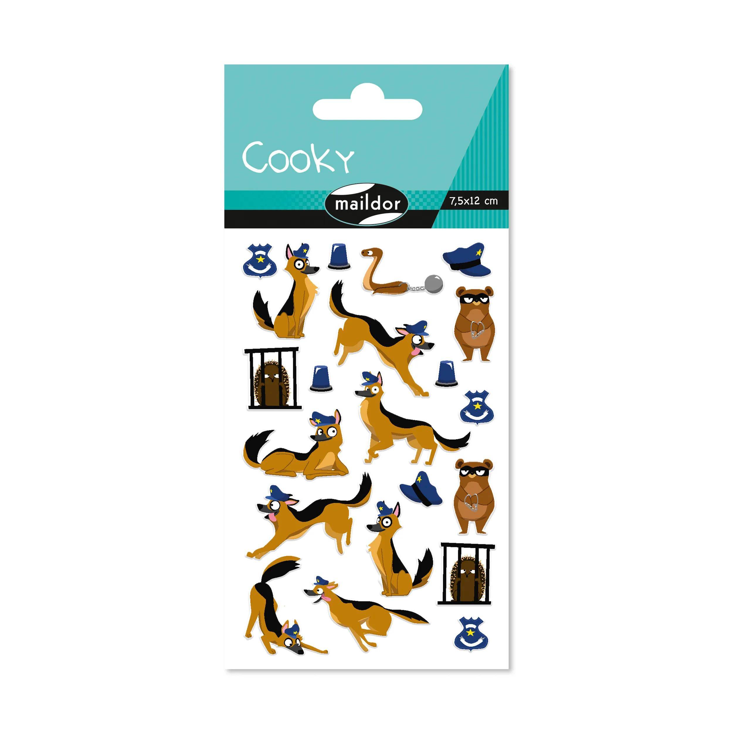 Maildor 10x Cooky, 1 Stickerbogen 7,5x12cm, Polizei - Mehrfarbig CY150C