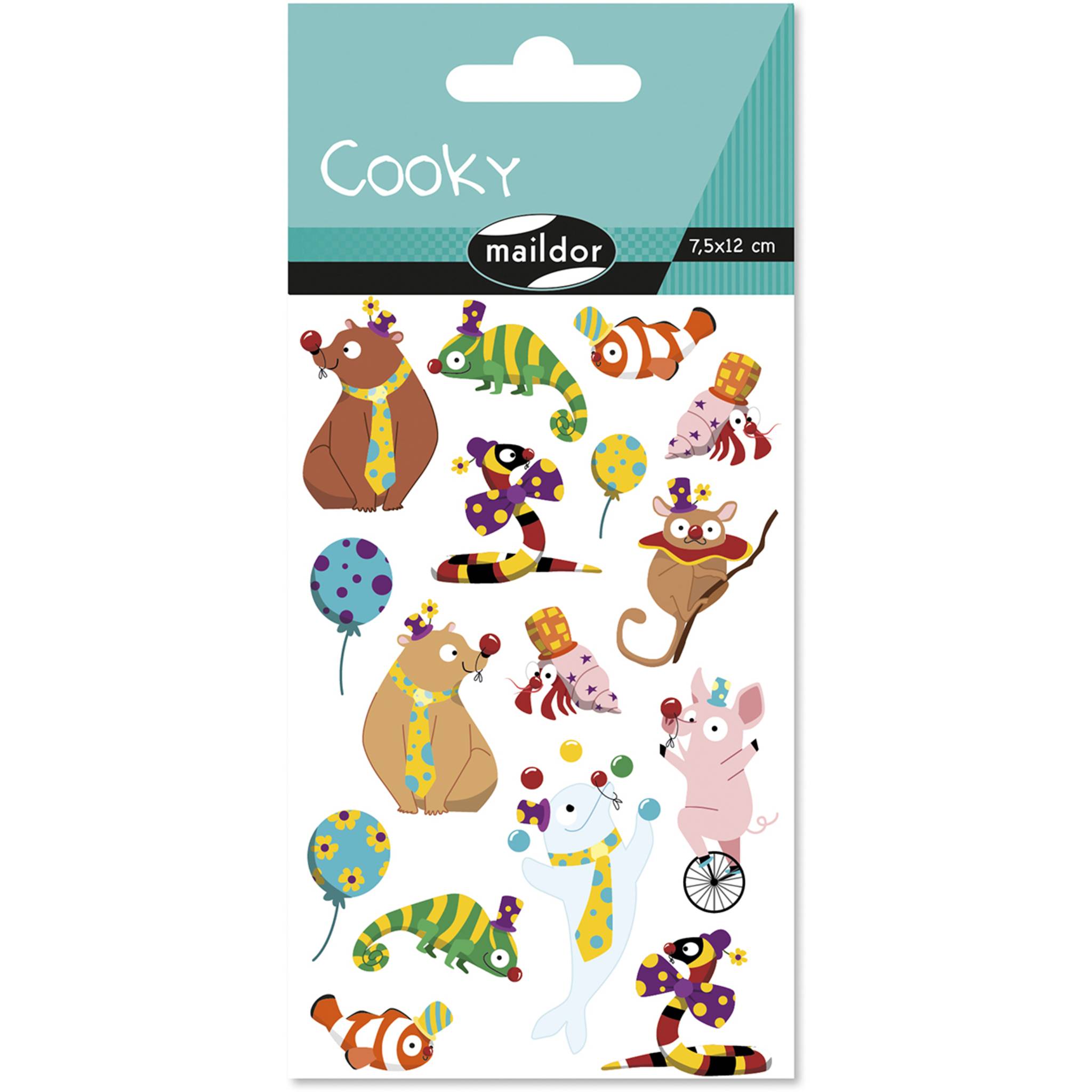 Maildor 10x Cooky, 1 Stickerbogen 7,5x12cm, Clowns - Mehrfarbig CY158C