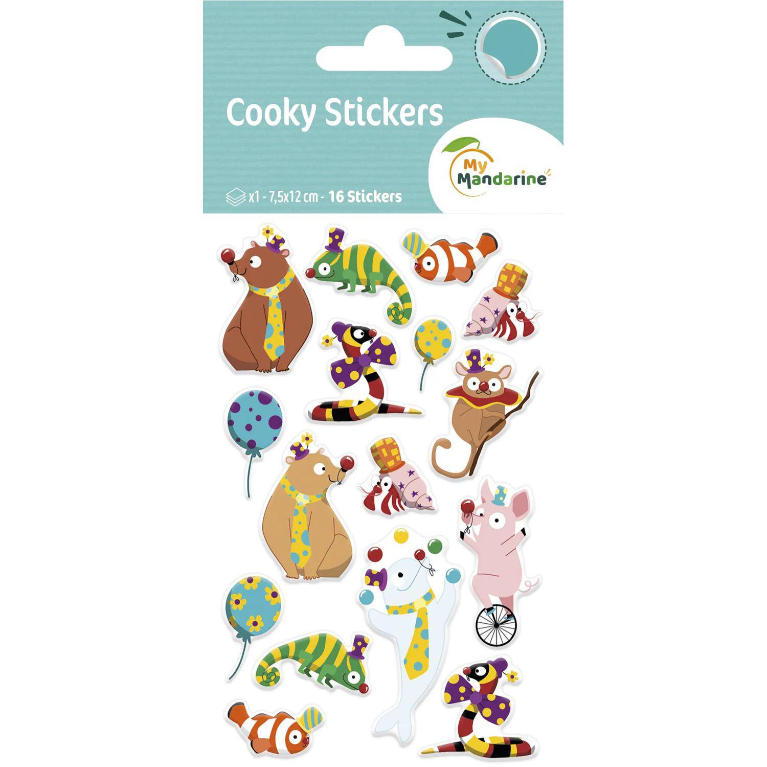 Maildor 10x Cooky, 1 Stickerbogen 7,5x12cm, Clowns - Mehrfarbig CY158C