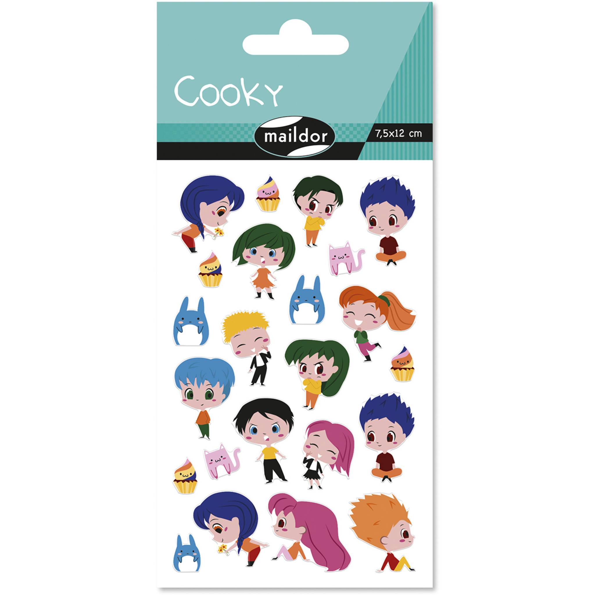 Maildor 10x Cooky, 1 Stickerbogen 7,5x12cm, Manga - Mehrfarbig CY157C