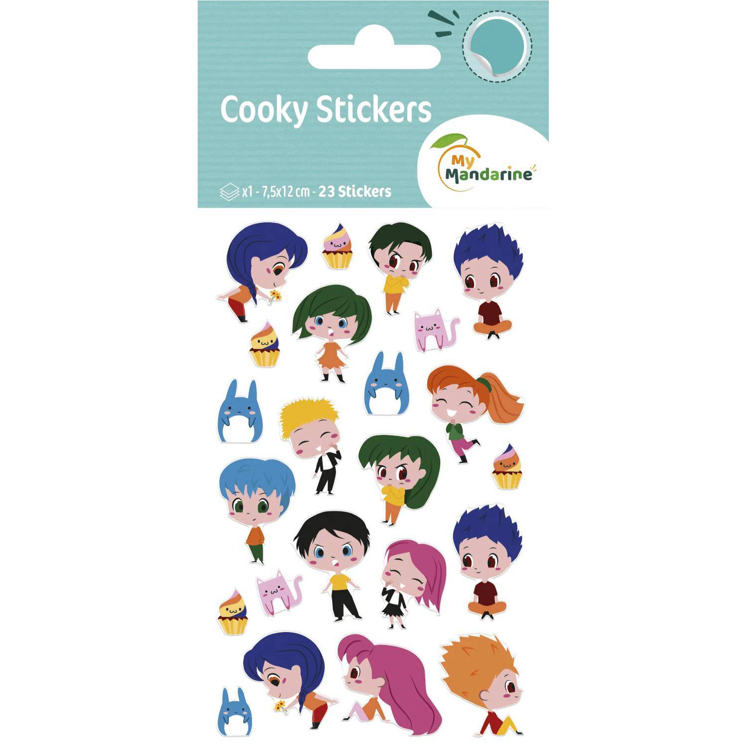 Maildor 10x Cooky, 1 Stickerbogen 7,5x12cm, Manga - Mehrfarbig CY157C