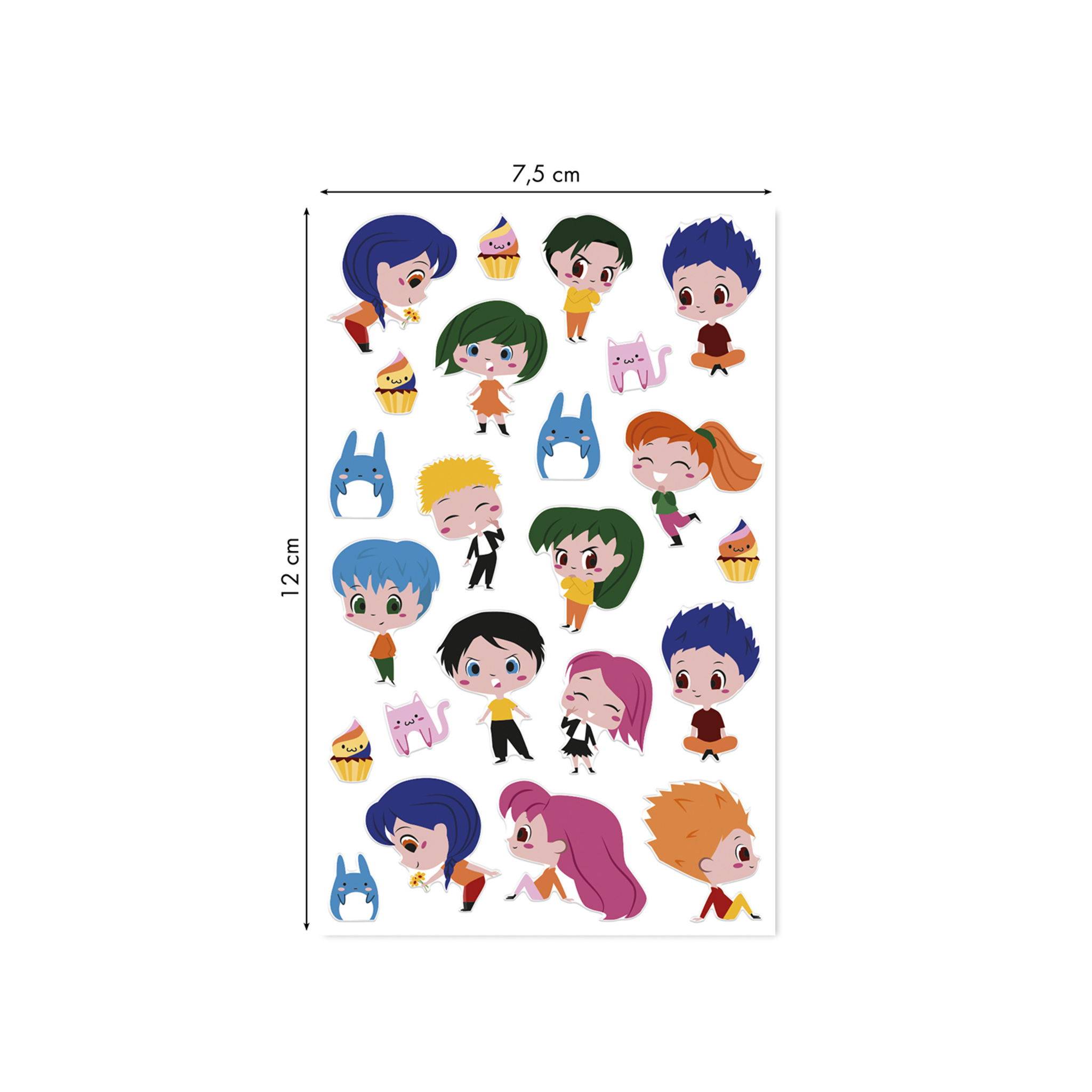 Maildor 10x Cooky, 1 Stickerbogen 7,5x12cm, Manga - Mehrfarbig CY157C