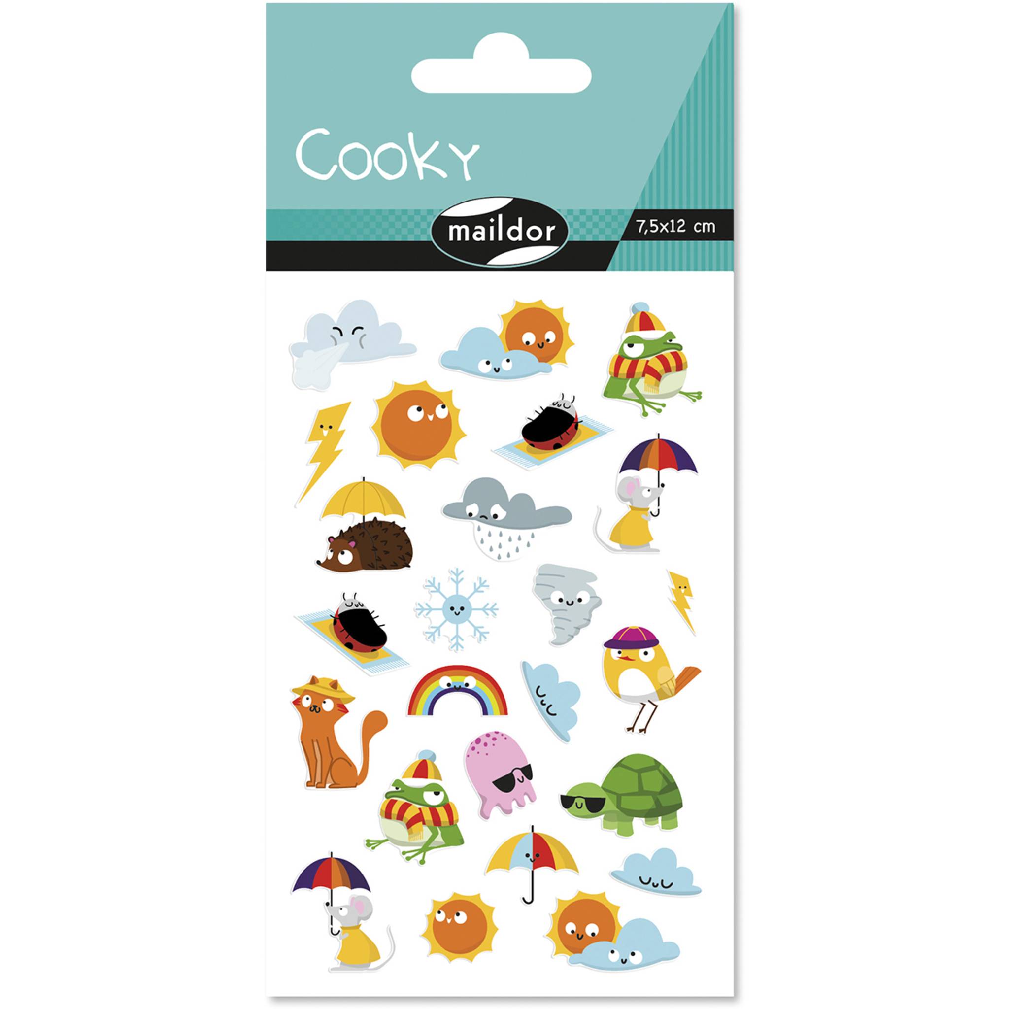 Maildor 10x Cooky, 1 Stickerbogen 7,5x12cm, Wettervorhersage - Mehrfarbig CY156C