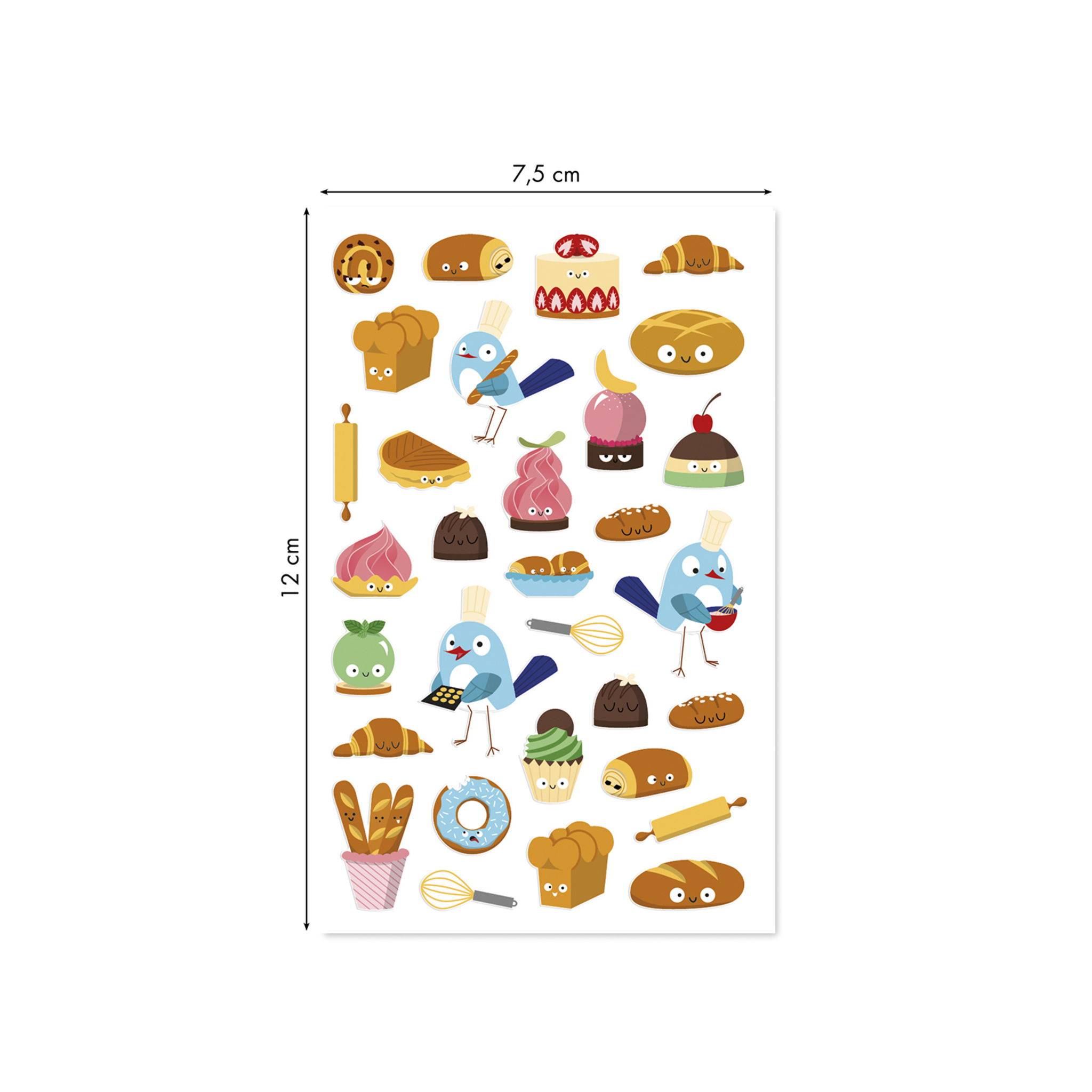 Maildor 10x Cooky, 1 Stickerbogen 7,5x12cm, Gebäck - Mehrfarbig CY155C