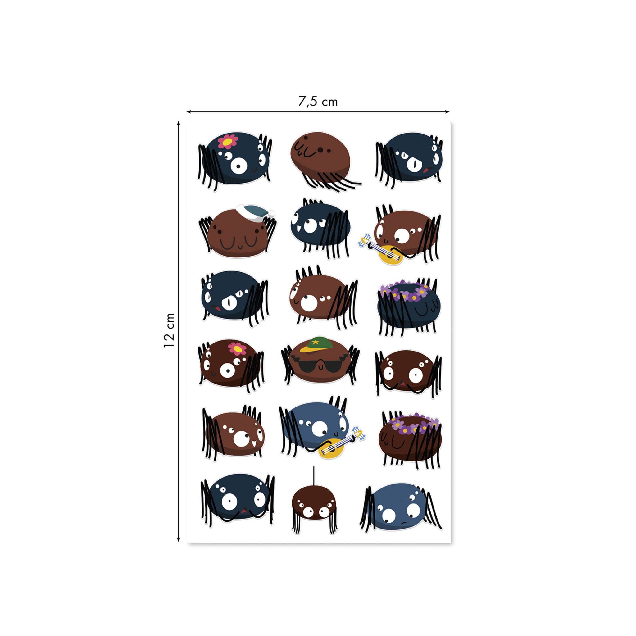 Maildor 10x Cooky, 1 Stickerbogen 7,5x12cm, Spinnen - Mehrfarbig CY154C