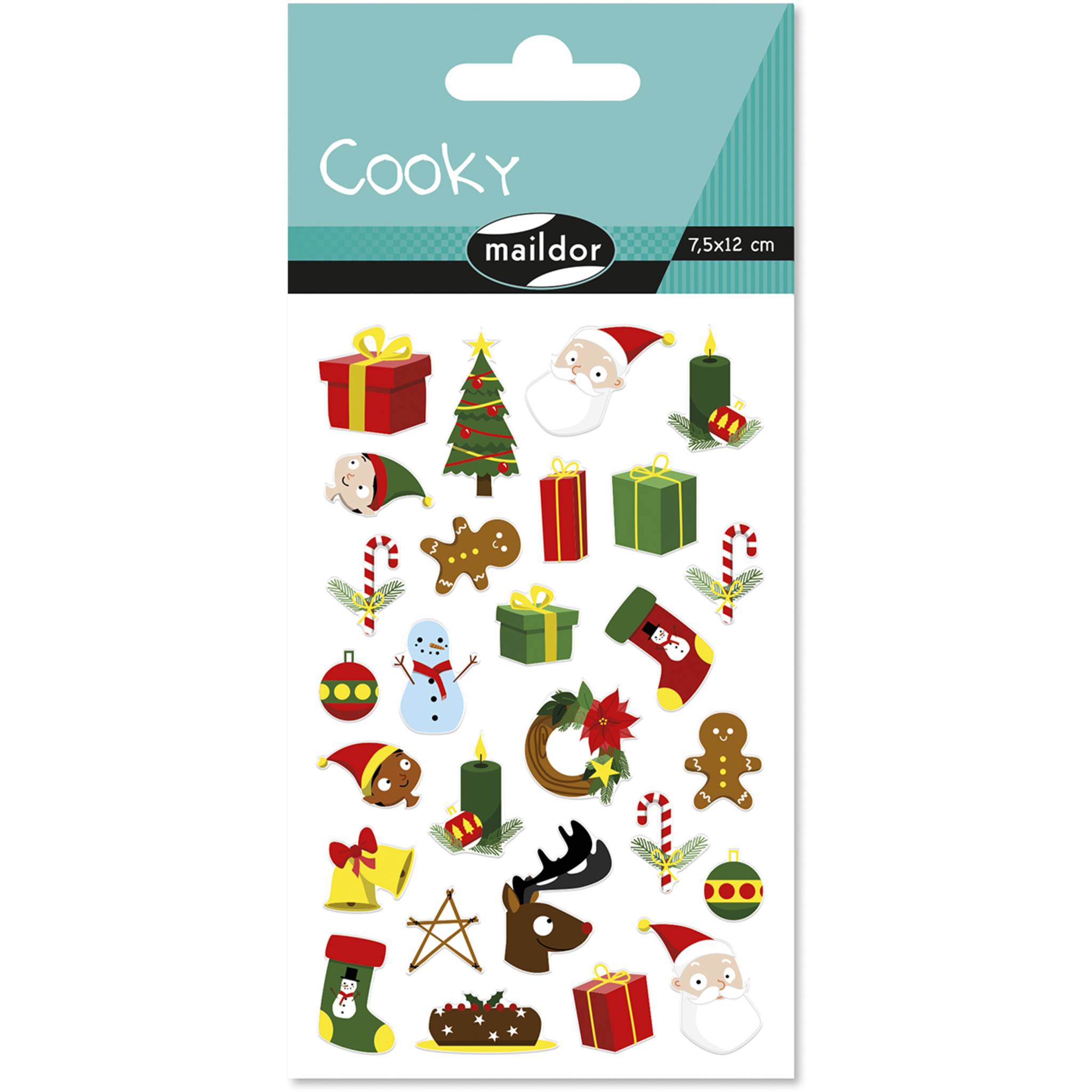 Maildor 10x Packung 10 Stickerbogen 7,5x12cm Weihnachten - Mehrfarbig CY153C