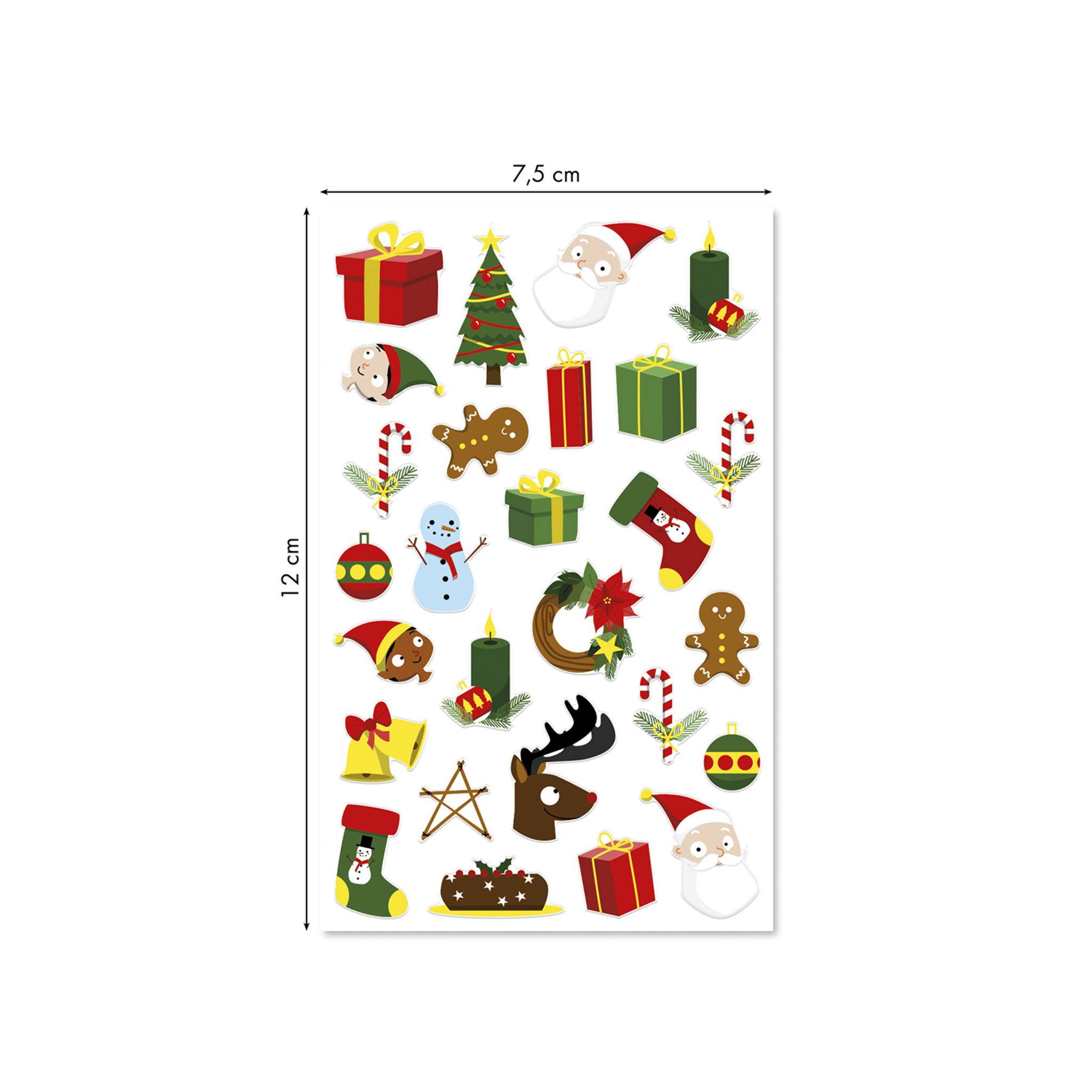 Maildor 10x Packung 10 Stickerbogen 7,5x12cm Weihnachten - Mehrfarbig CY153C