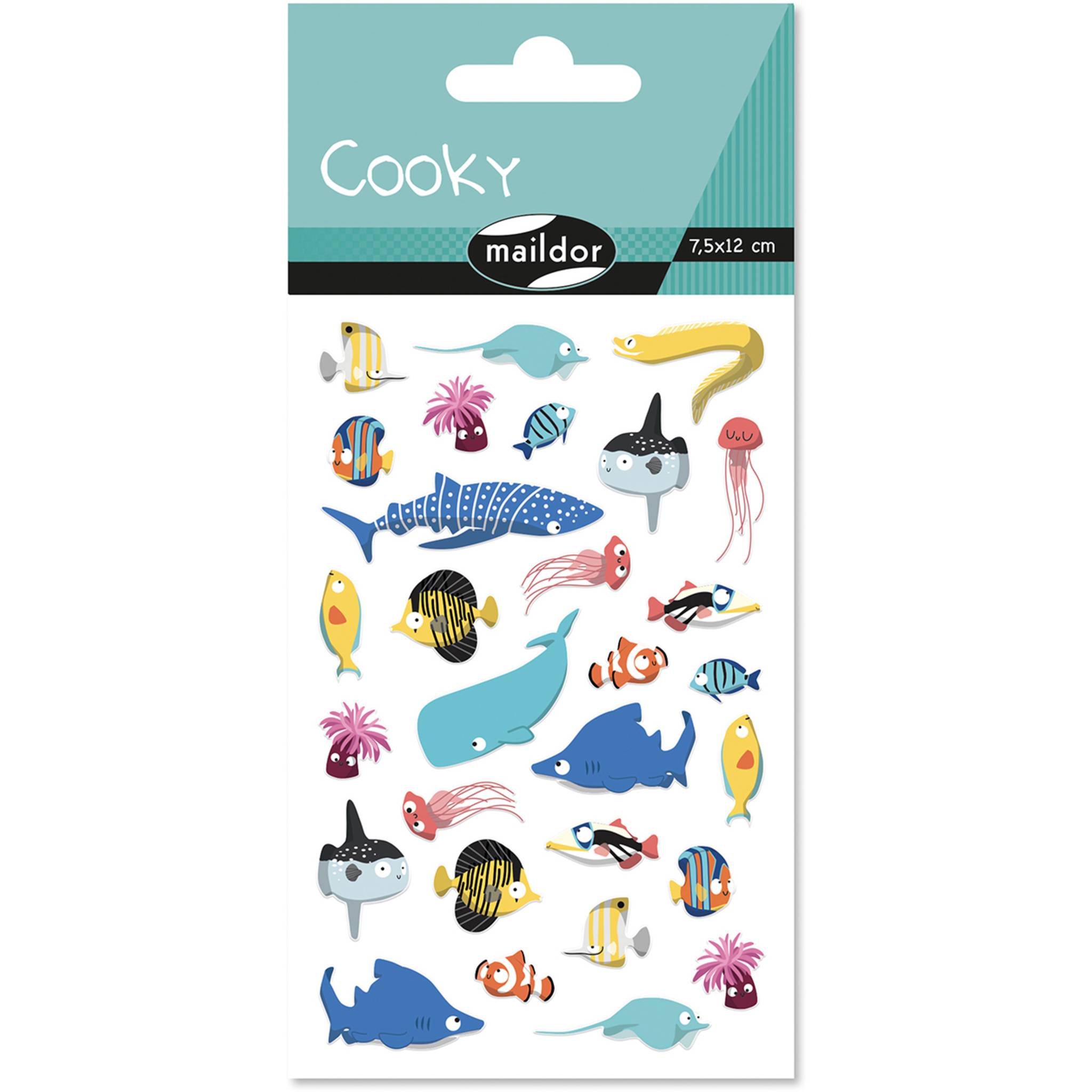 Maildor 10x Cooky, 1 Stickerbogen 7,5x12cm, Meerestiere - Mehrfarbig CY152C