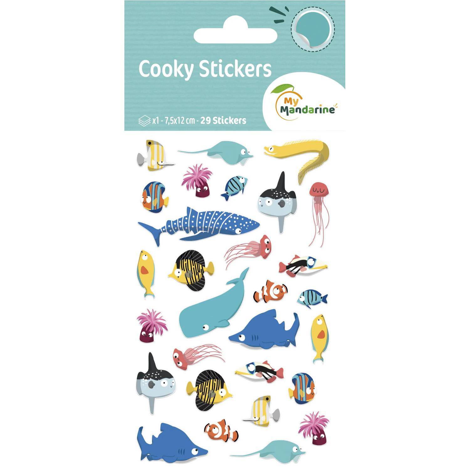 Maildor 10x Cooky, 1 Stickerbogen 7,5x12cm, Meerestiere - Mehrfarbig CY152C