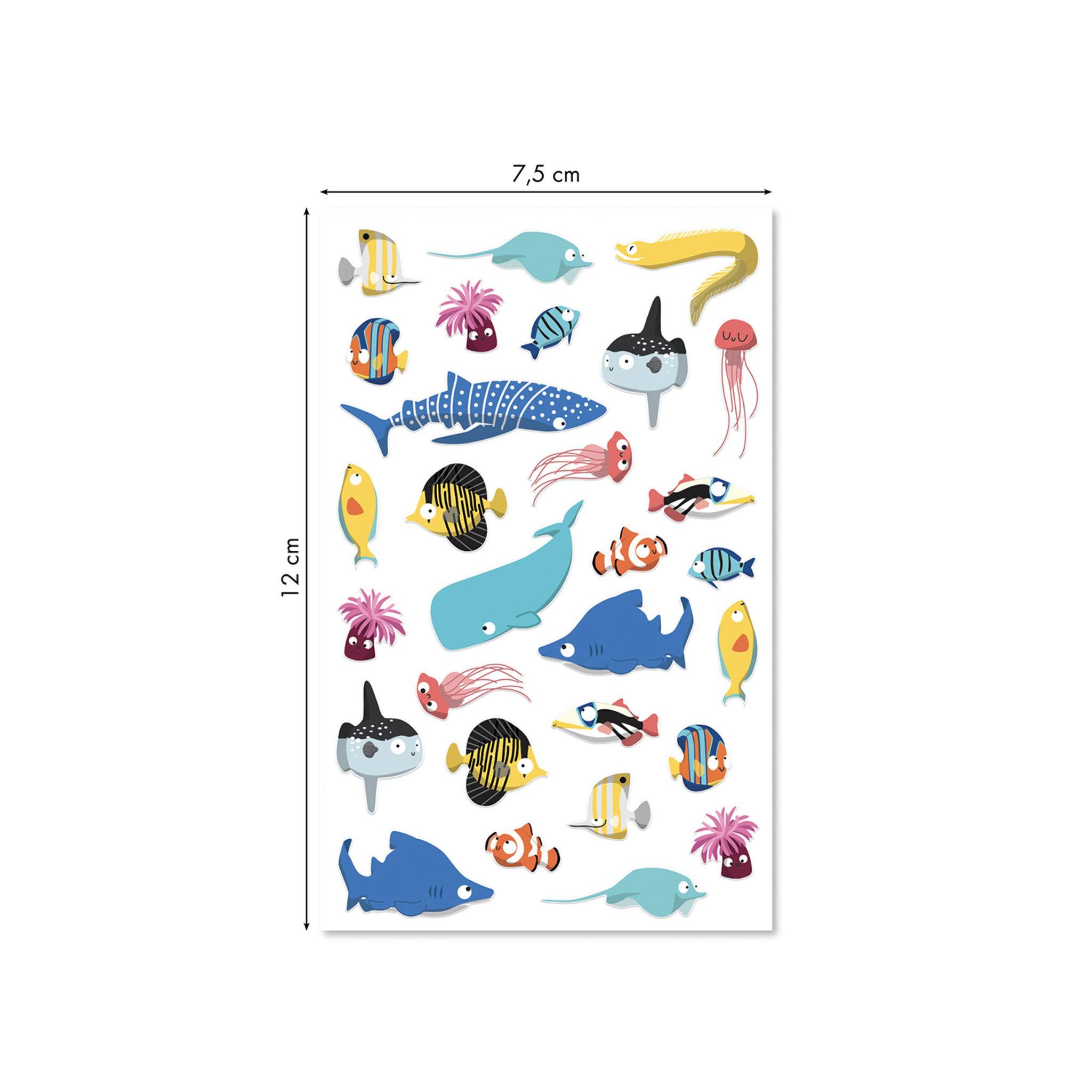 Maildor 10x Cooky, 1 Stickerbogen 7,5x12cm, Meerestiere - Mehrfarbig CY152C