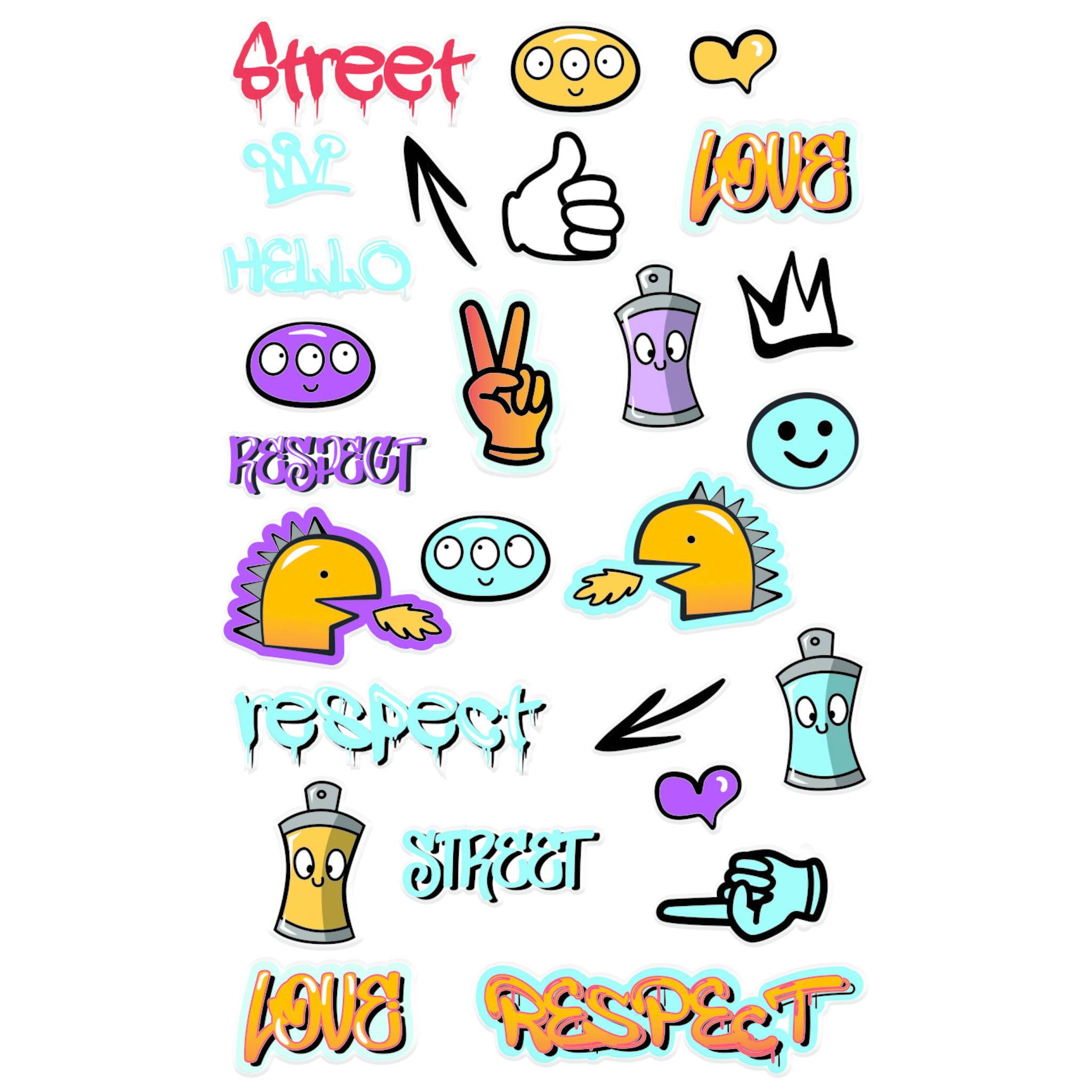 Maildor 10x Cooky, 1 Stickerbogen 7,5x12cm, Graffiti - Mehrfarbig CY151C