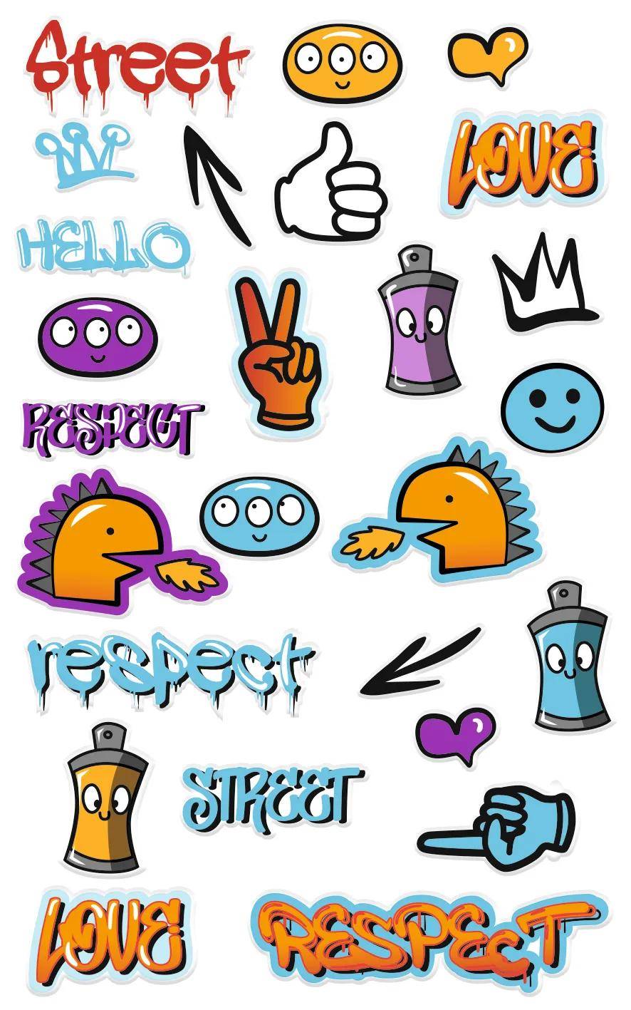Maildor 10x Cooky, 1 Stickerbogen 7,5x12cm, Graffiti - Mehrfarbig CY151C