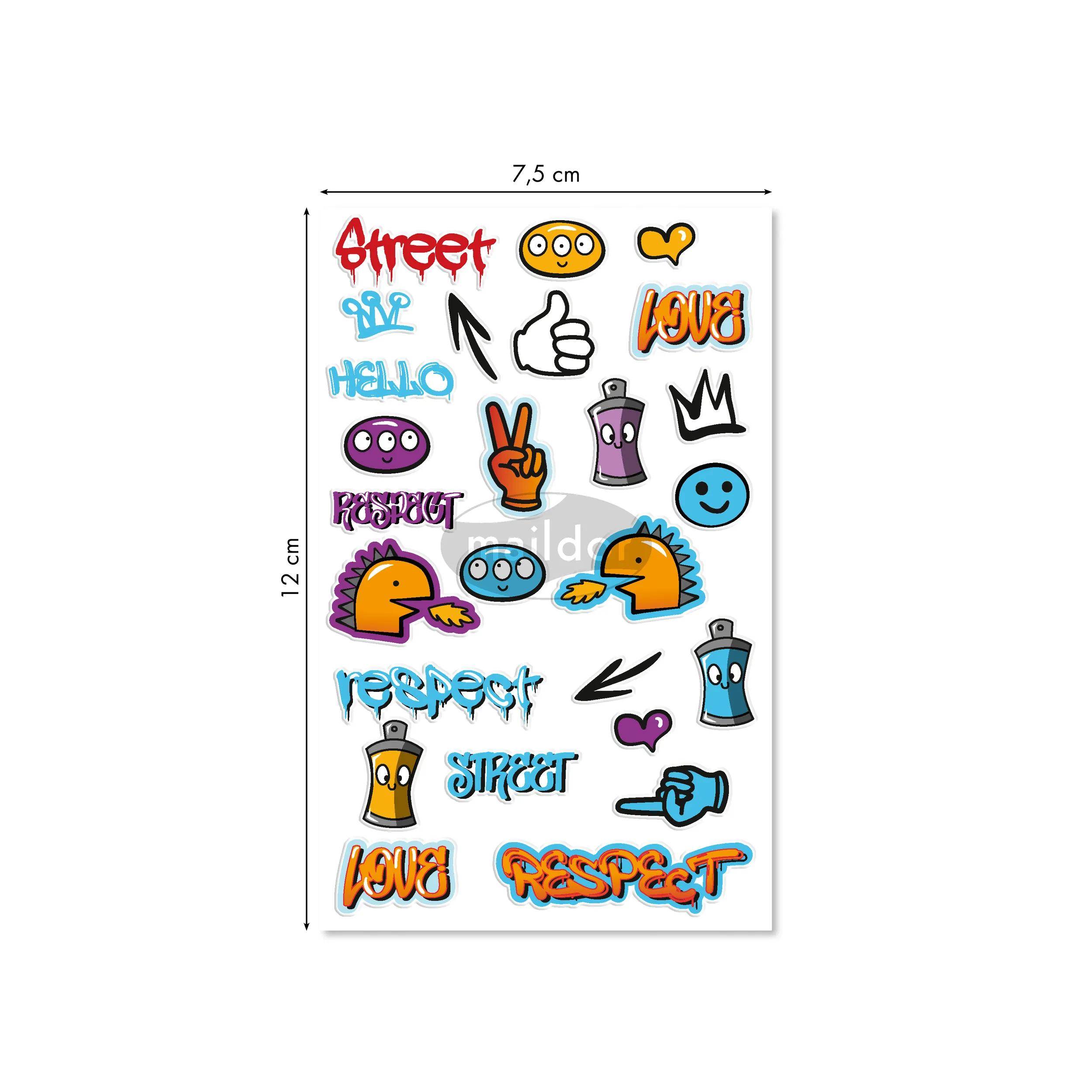 Maildor 10x Cooky, 1 Stickerbogen 7,5x12cm, Graffiti - Mehrfarbig CY151C